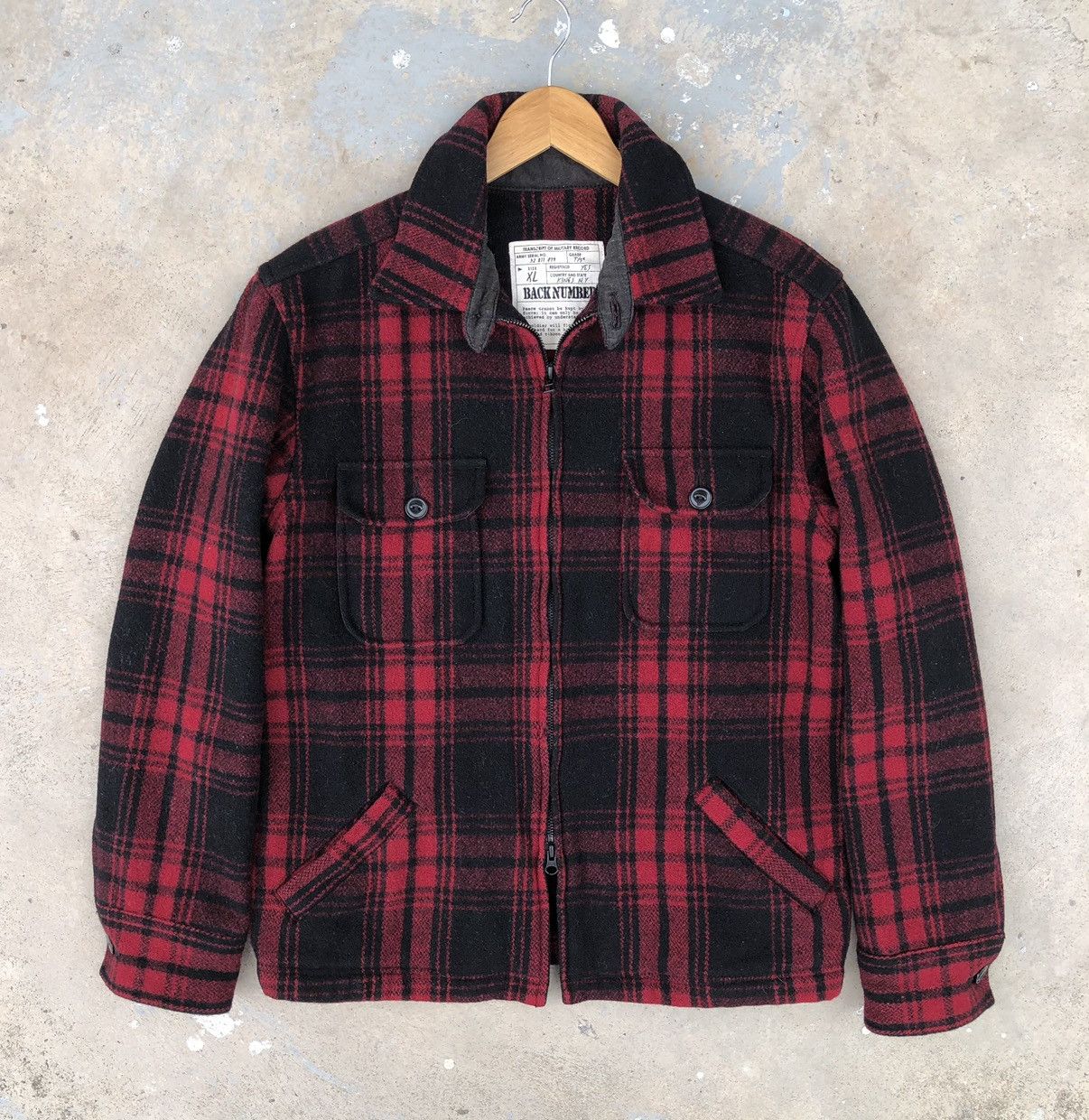 Japanese Brand Back Number Wool Jacket Red Plaid Tartan Jacket Size US L / EU 52-54 / 3 - 14 Thumbnail