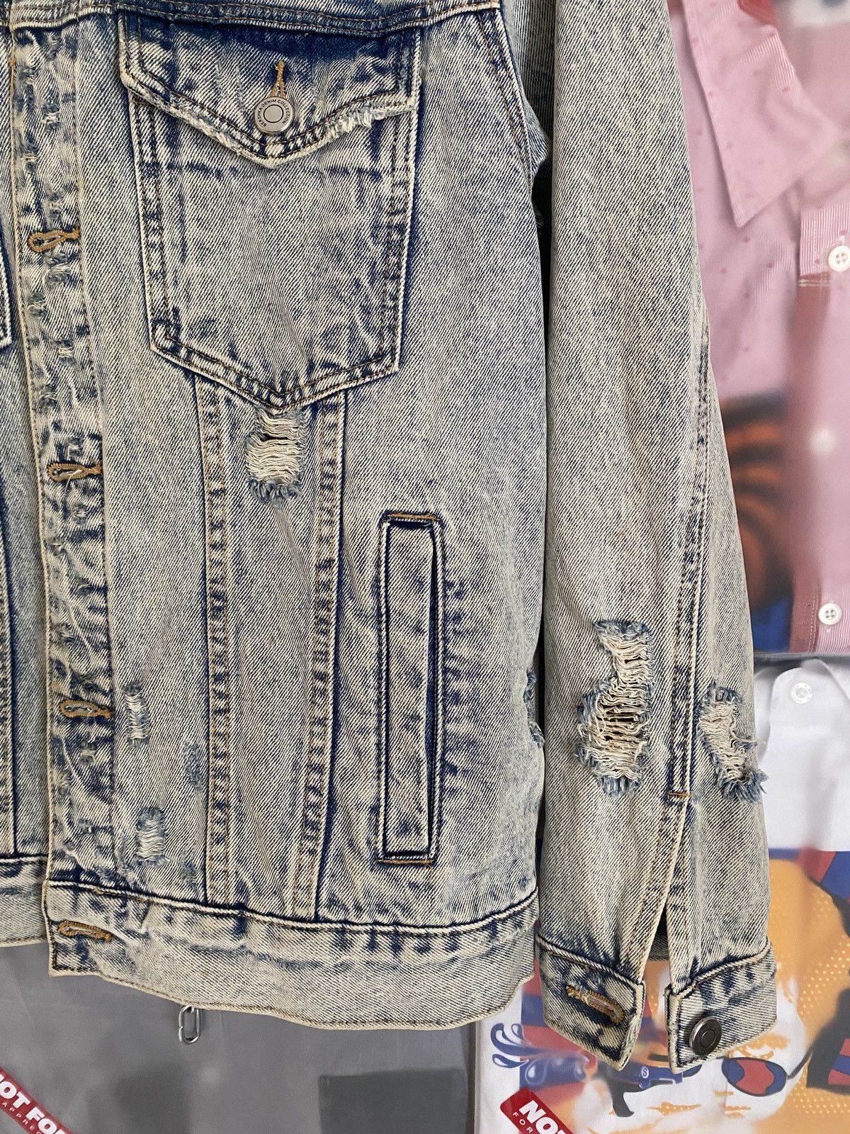 Bershka Vintage Distressed Trash Berska Denim Jacket like Amiri Size US M / EU 48-50 / 2 - 19 Thumbnail