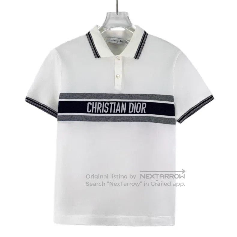 Dior Dior White striped logo letter printed cotton lapel single Size S / US 4 / IT 40 - 1 Thumbnail