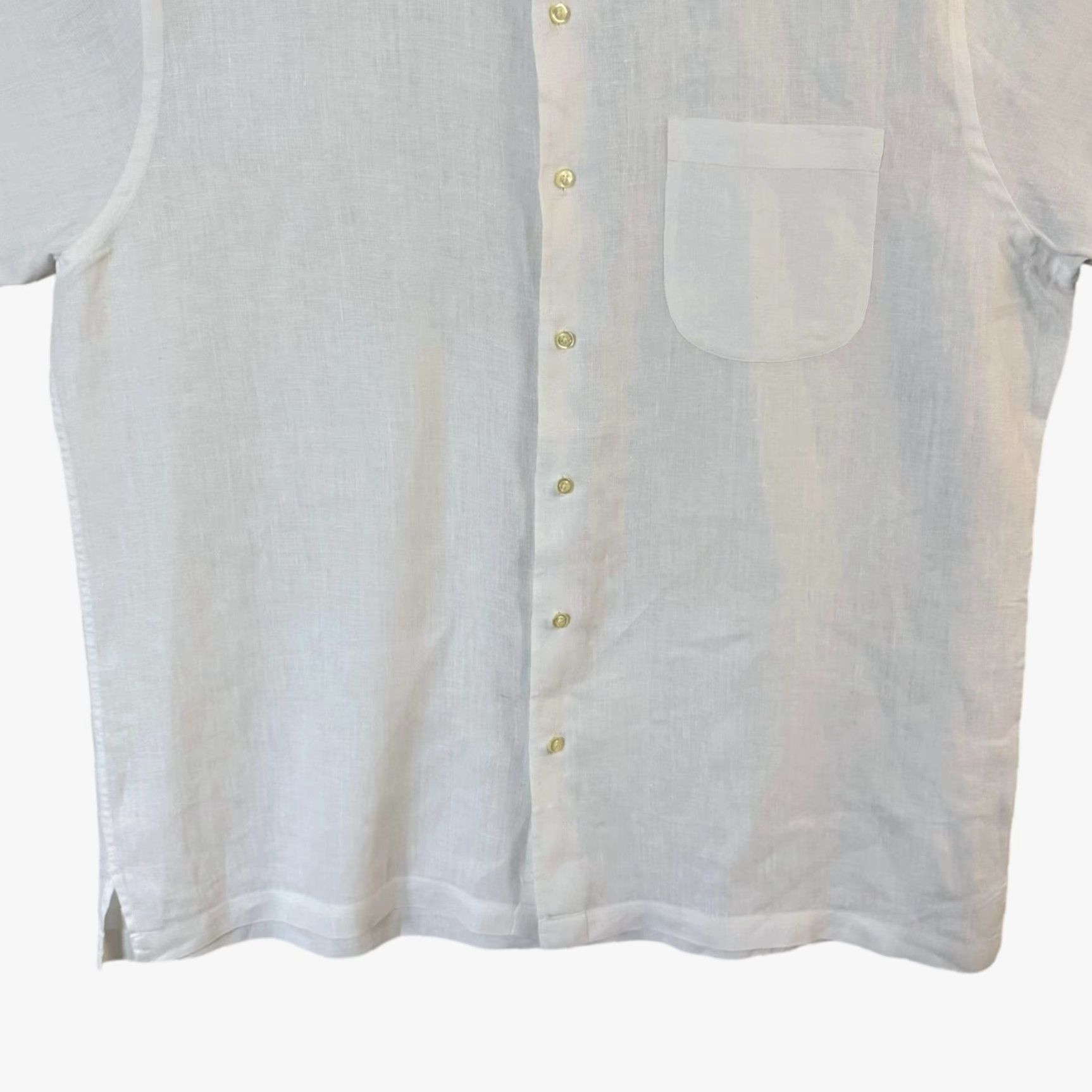Lands' End VINTAGE Lands' End Linen Shirt White Men L Large 90s Coastal Resort Preppy Classic Pocket Short Sleeve Button-Up Size US L / EU 52-54 / 3 - 6 Thumbnail