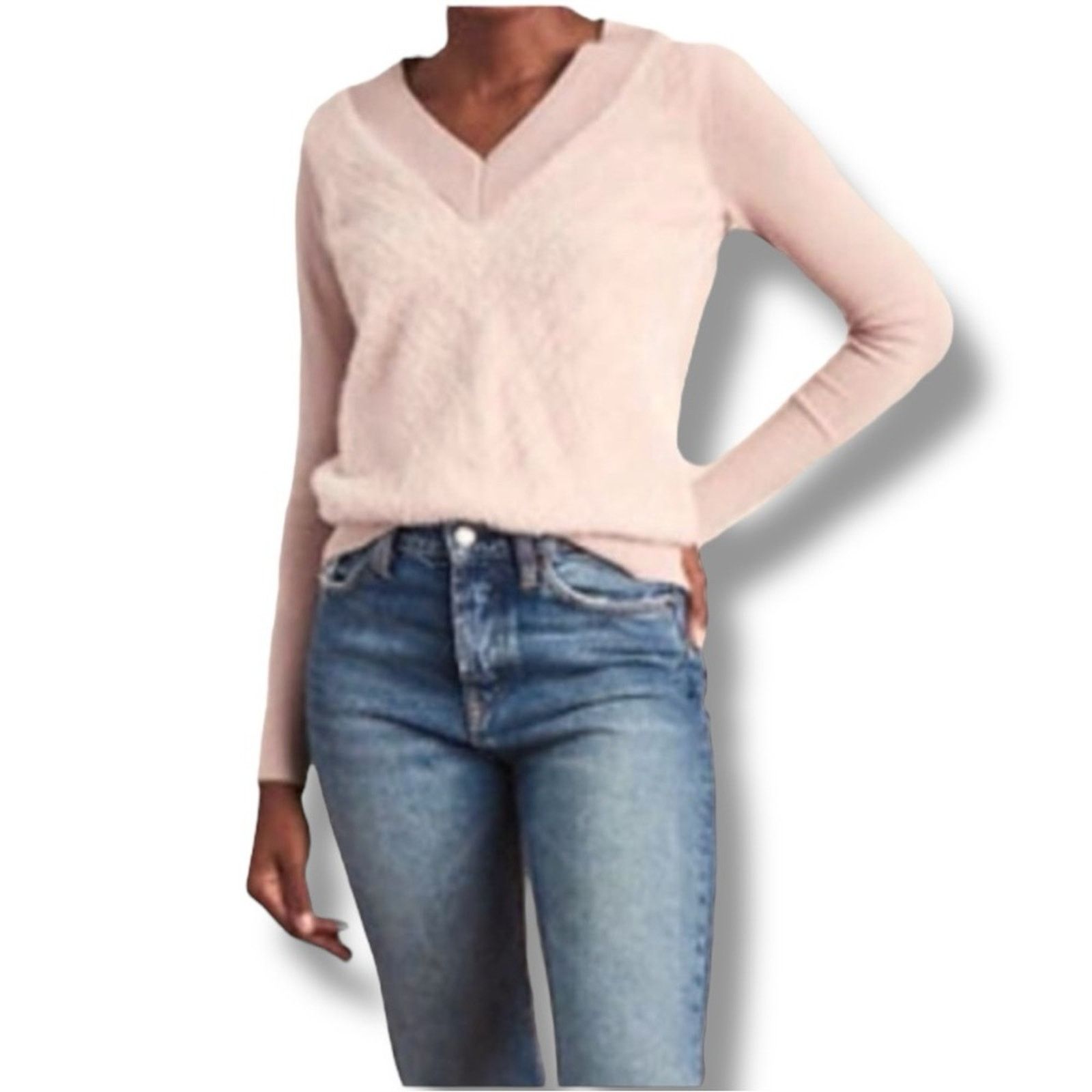 Other Stella & Dot mauve v-neck fuzzy knit sweater Size XXL / US 16-18 / IT 52-54 - 1 Thumbnail