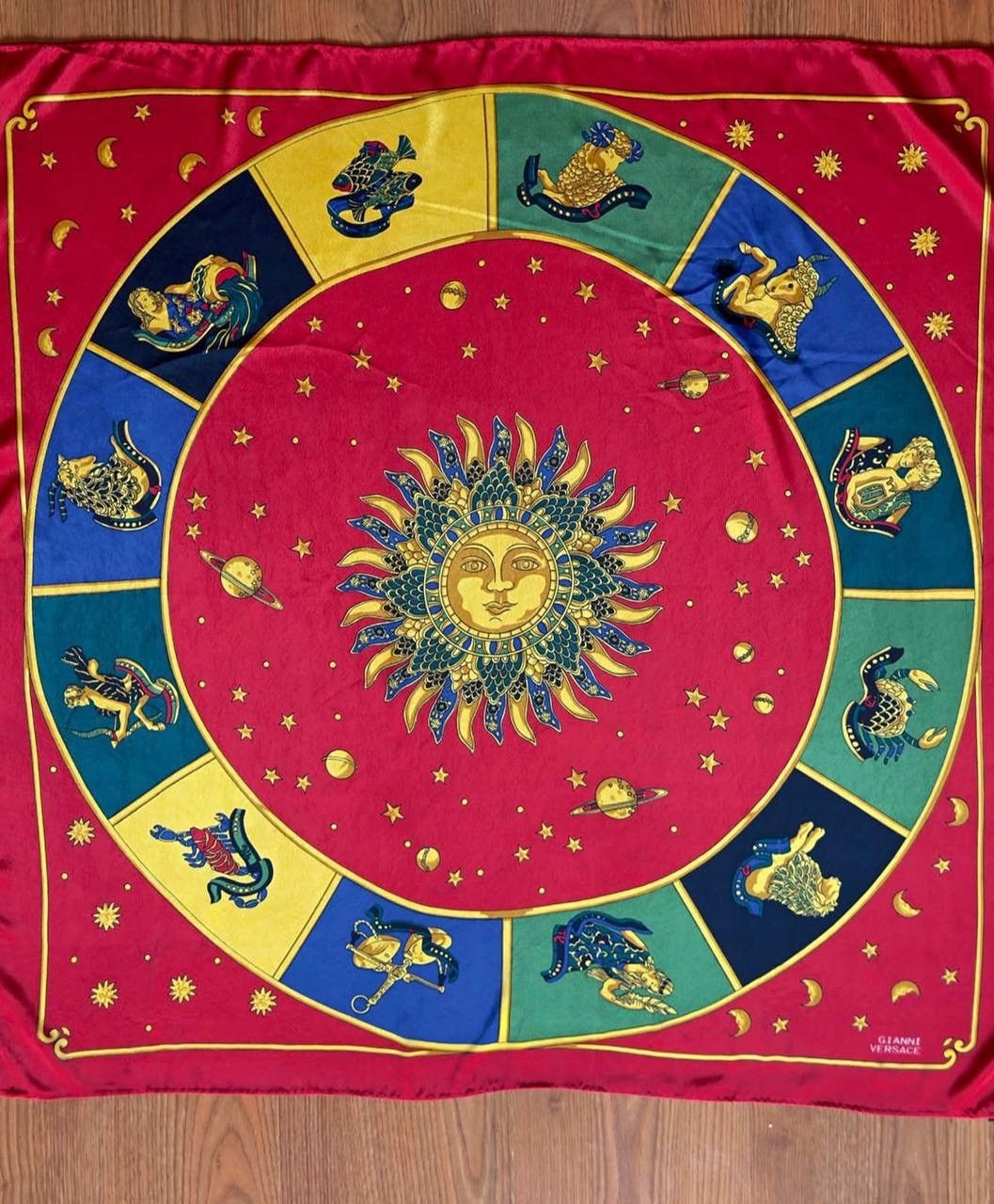 Versace Gianni Versace 100% Silk Scarf Zodiac Sun Moon Stars Paris Size ONE SIZE - 1 Thumbnail