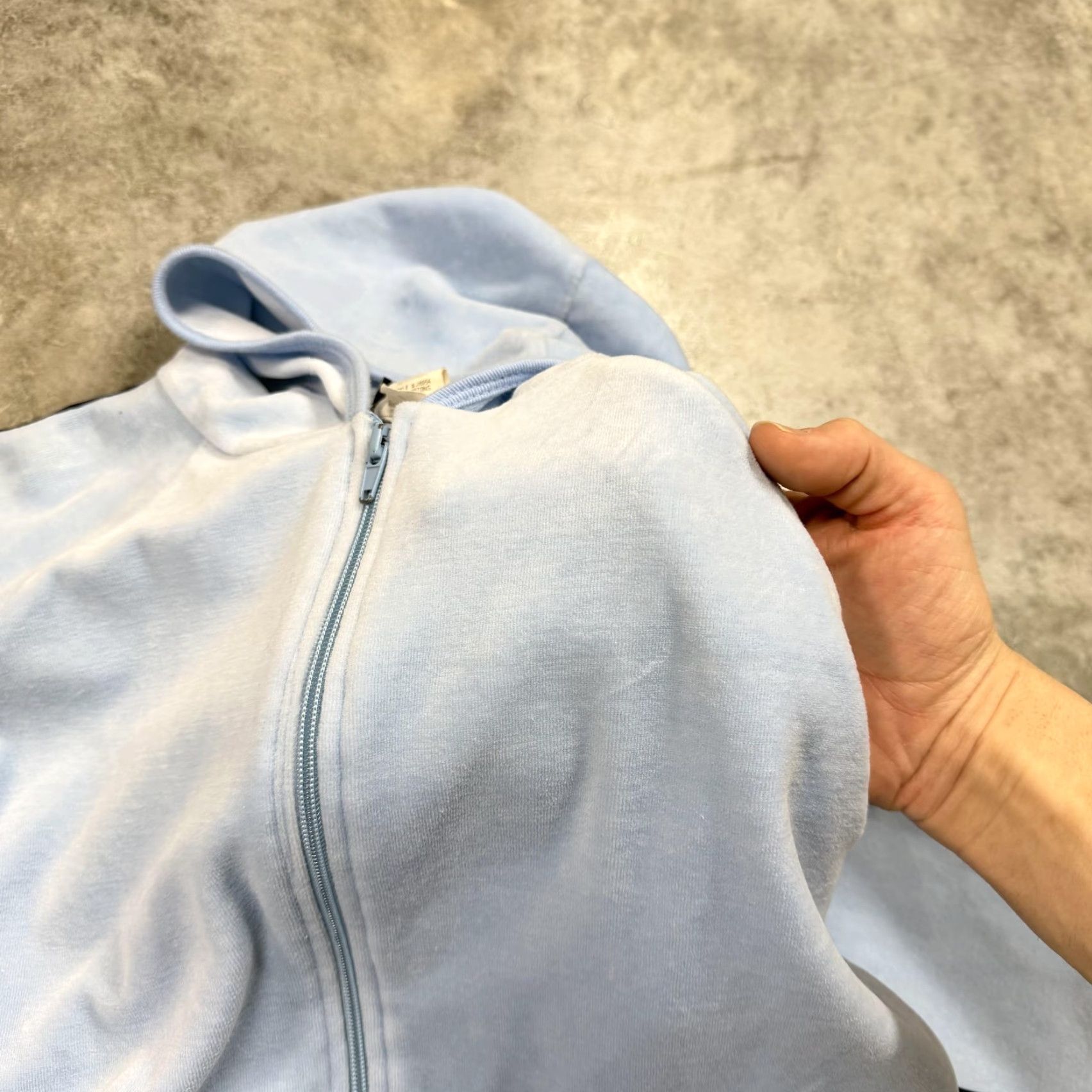 Vintage VINTAGE Rave Hoodie Sweatshirt Juniors Medium Blue Velour Stripe Full Zip Y2K Size M / US 6-8 / IT 42-44 - 4 Thumbnail