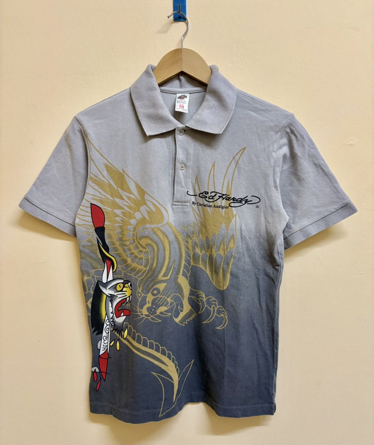 Ed Hardy Vintage Y2k Ed Hardy By Christian Audigier Skull Tiger Polo Size US M / EU 48-50 / 2 - 2 Thumbnail