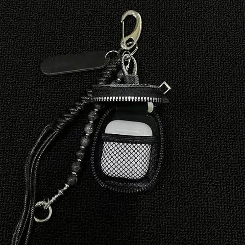 Jewelry Black Checkered Keychain with Tassel and Beads Size ONE SIZE - 4 Thumbnail