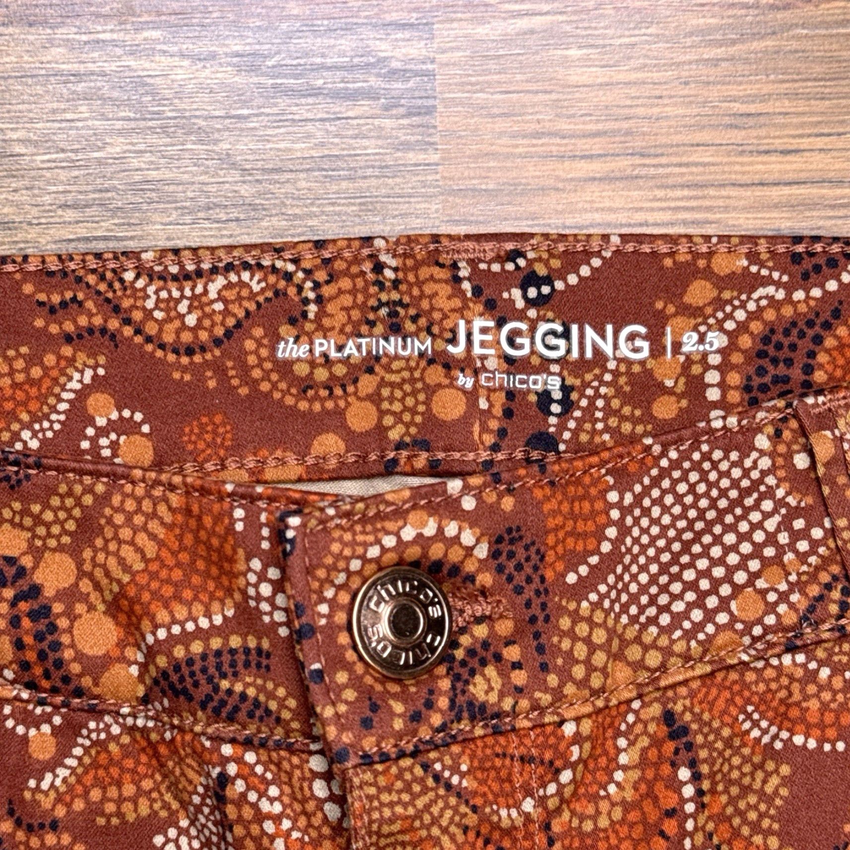 Vintage Chico's Chicos Jeans Jegging Womens 2.5 Orange Paisley High Rise Stretch Size 26" / US 2 / IT 38 - 2 Thumbnail