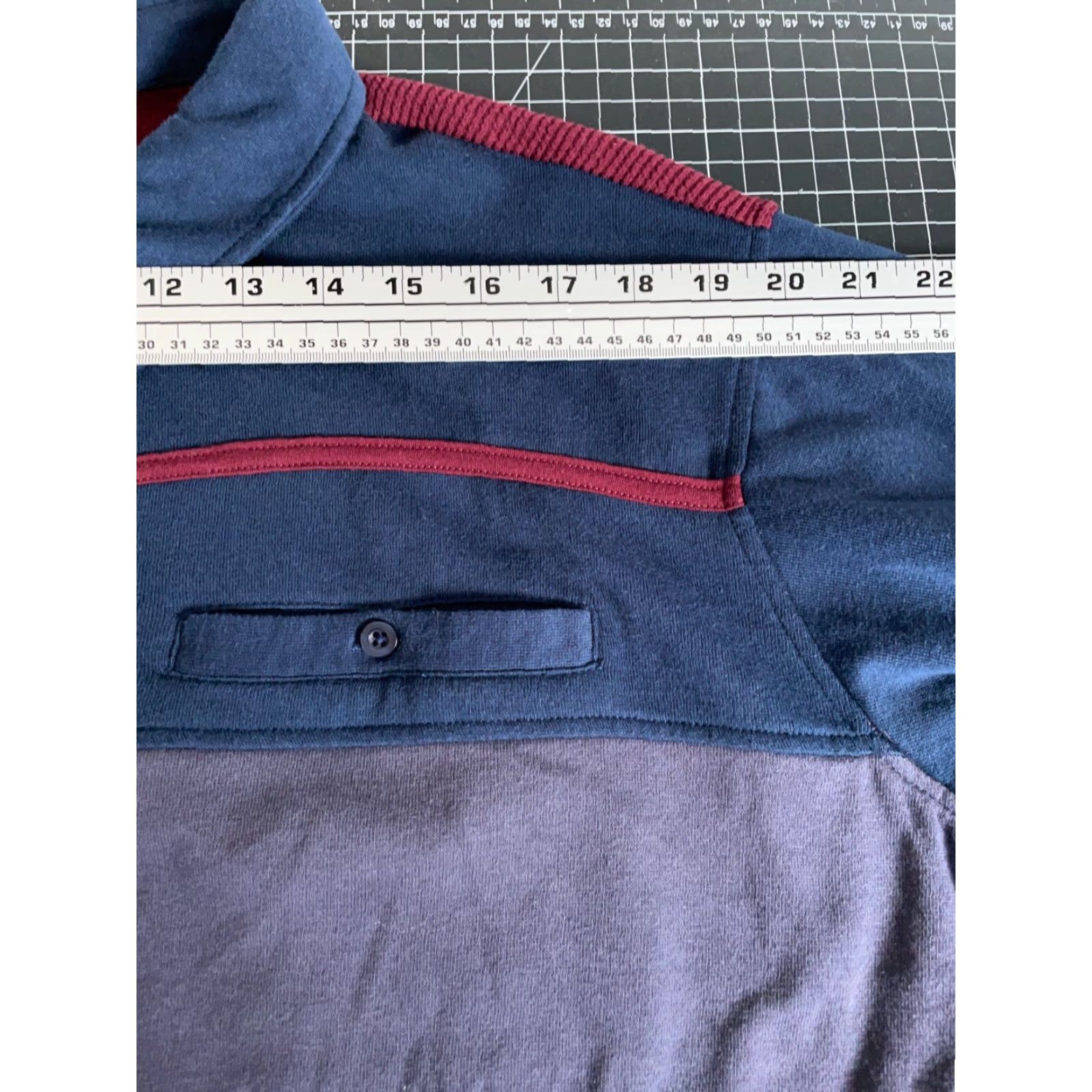 Haband Haband Polo Shirt Mens Adult XL Red Blue Striped Retro Textured Waffle Knit Long Sleeve Size US XL / EU 56 / 4 - 7 Thumbnail