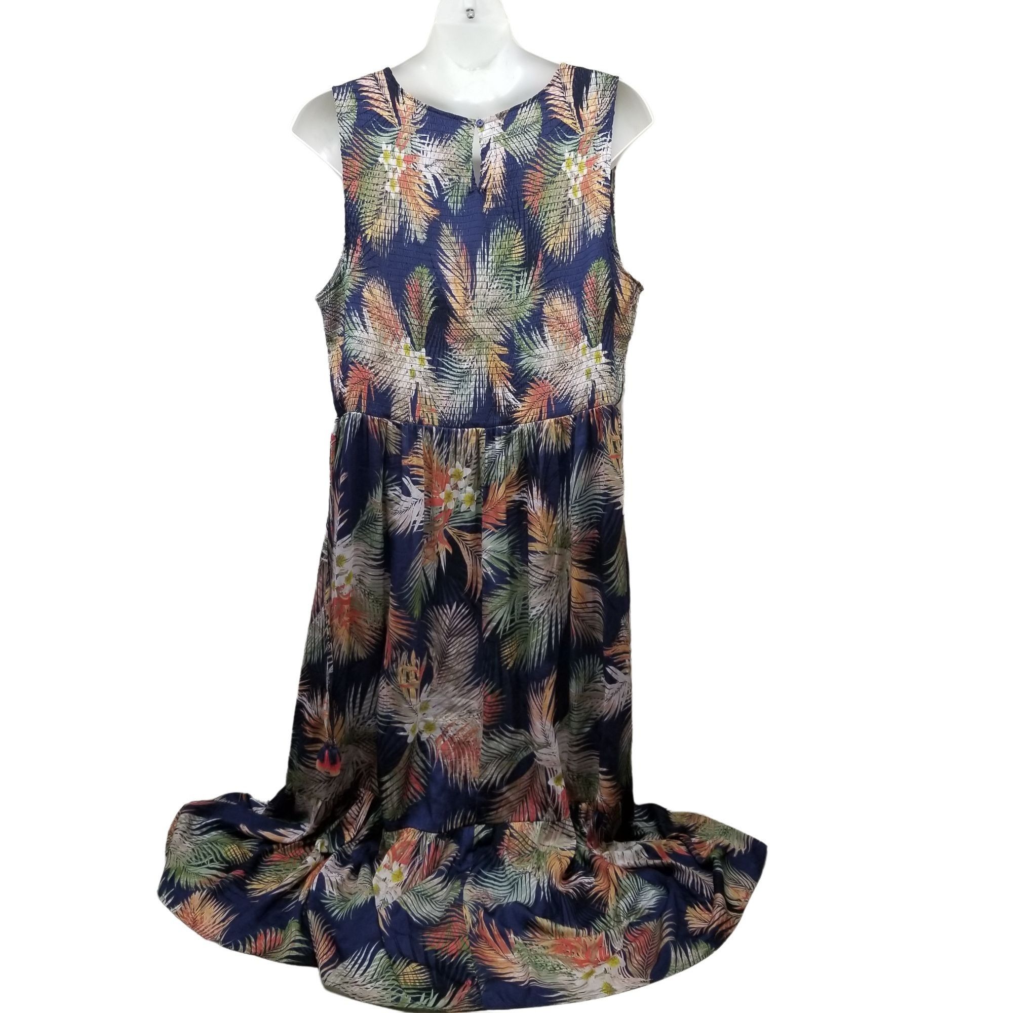 Other Terra Sky 3X Tropical Floral Dress Tiered Ruffle Sleeveless Size 3XL / US 20-22 - 2 Thumbnail