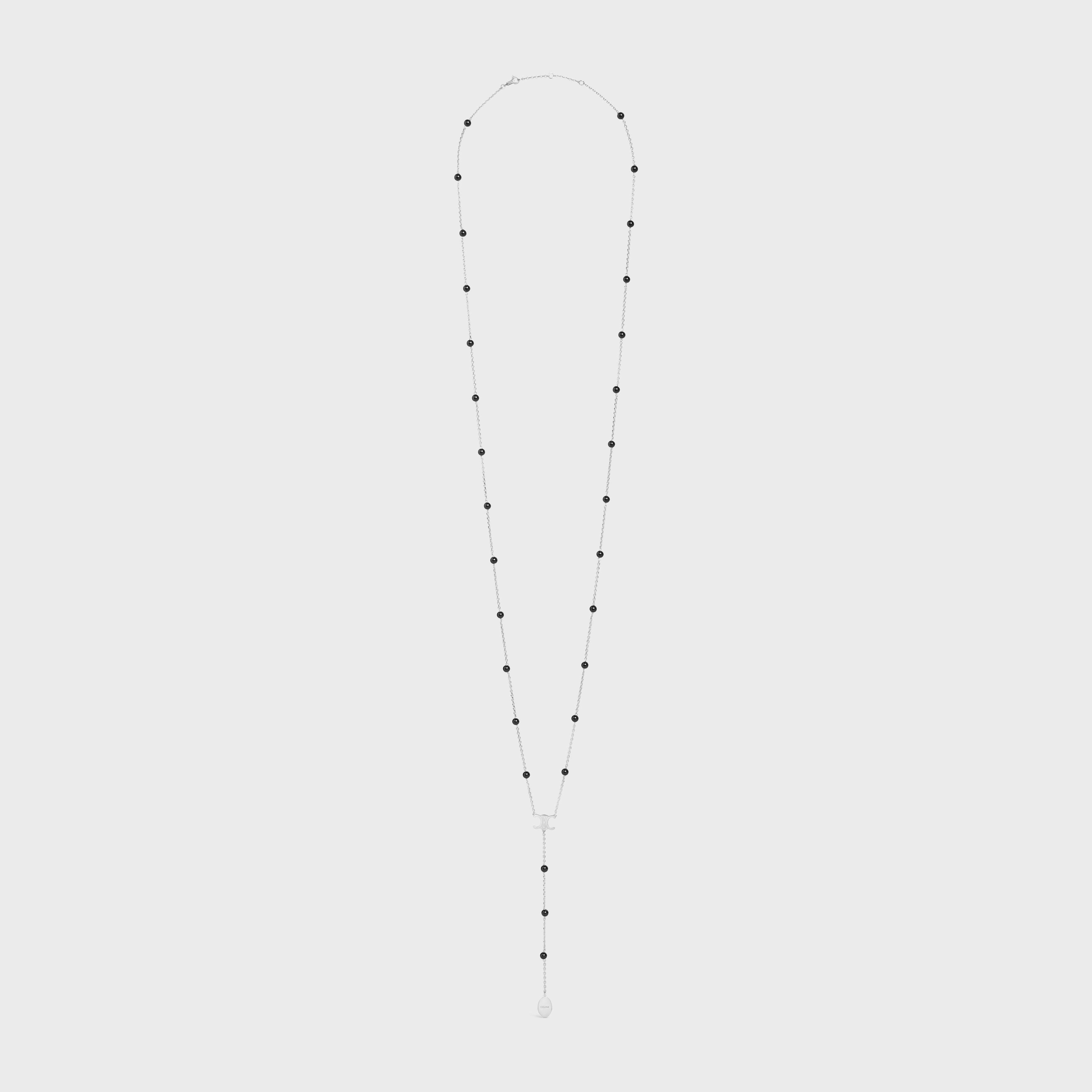 Celine Triomphe Long Necklace In Brass With Rhodium Finish And Onyx Size ONE SIZE - 1 Thumbnail
