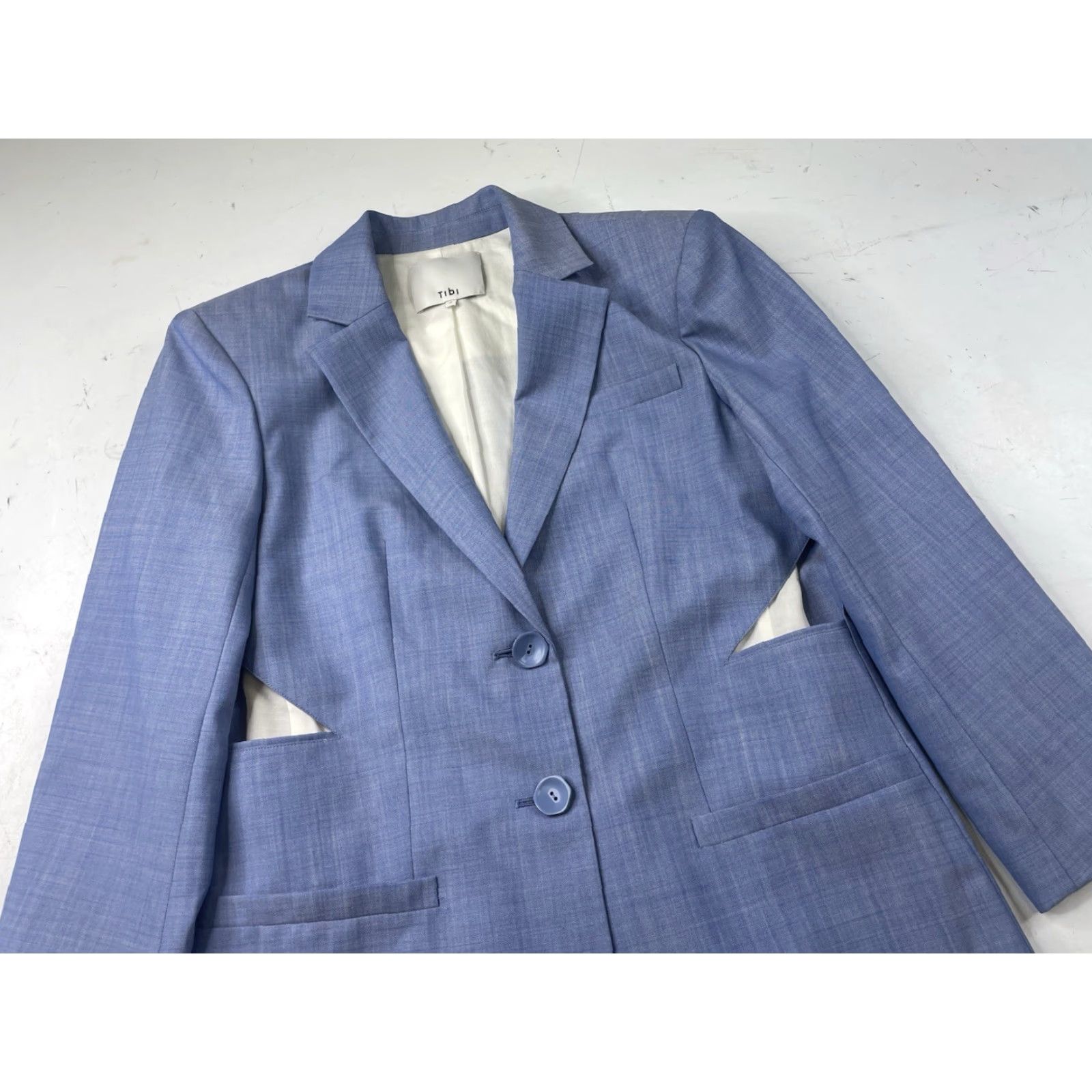 Tibi Tibi Blazer Shirt Jacket Blue Size 6 Women Regular Button Two-Button Long Sleeve Solid Cotton Blend Casual Jacket Size M / US 6-8 / IT 42-44 - 2 Thumbnail