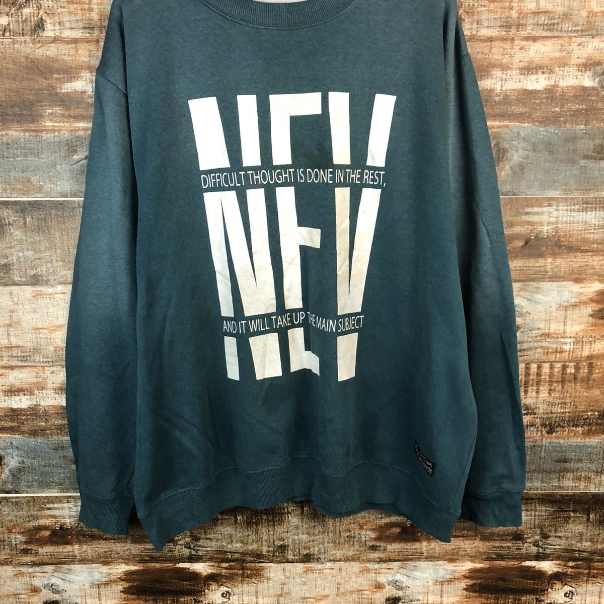 Japanese Brand Nev faded Green vintage Sweatshirt #A1507 Size US XXL / EU 58 / 5 - 3 Thumbnail