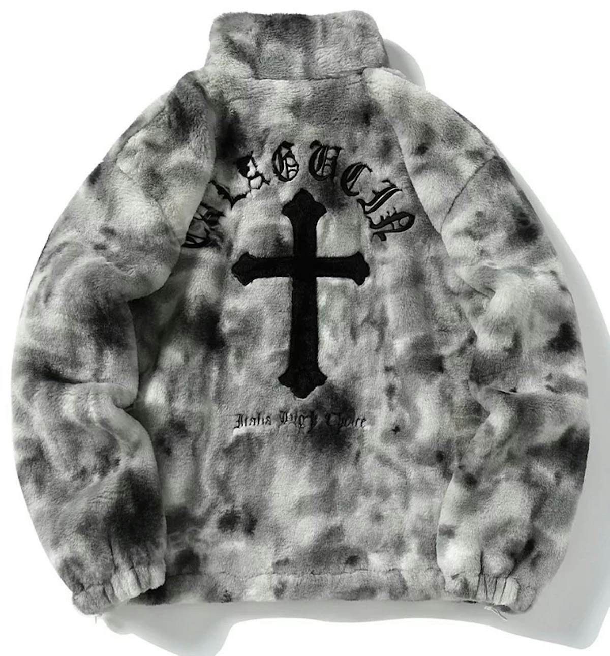 image of Hiphop Cross Winter Fleece Oversized Jacket in Grey, Men's (Size Large)