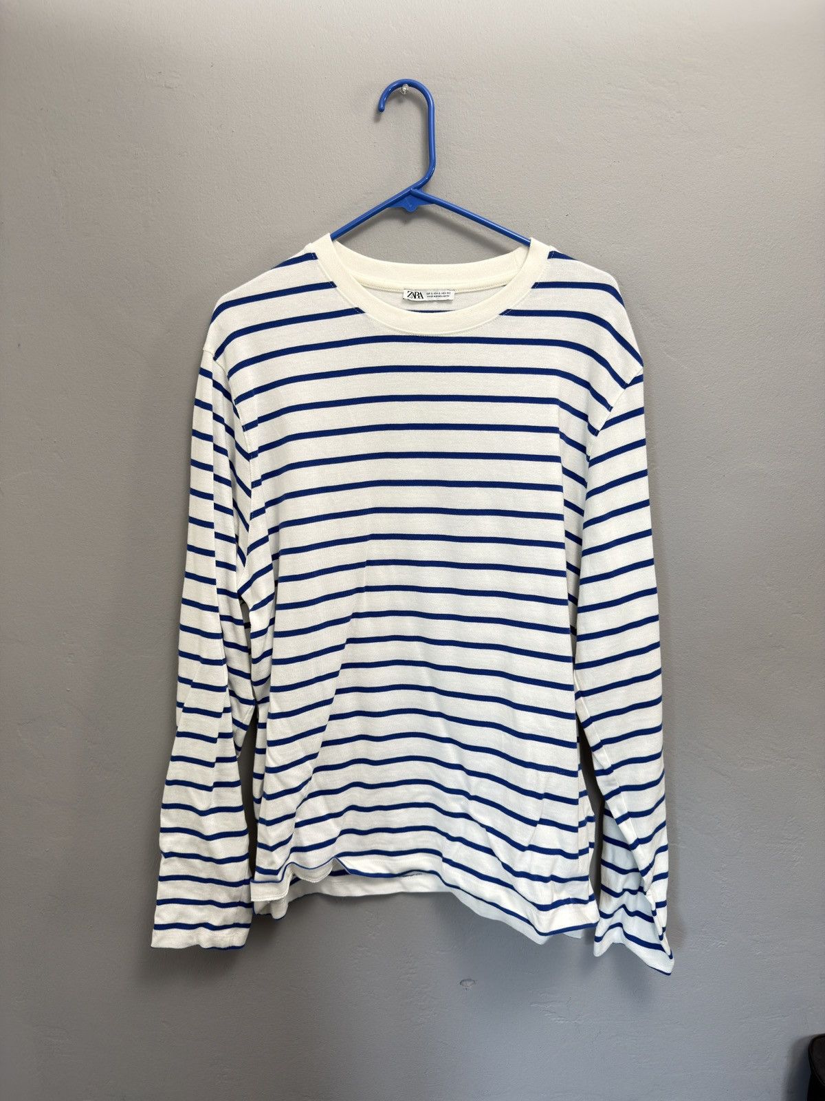 Zara Zara Striped Long Sleeve Tee (Blue Striped) Size US L / EU 52-54 / 3 - 1 Thumbnail
