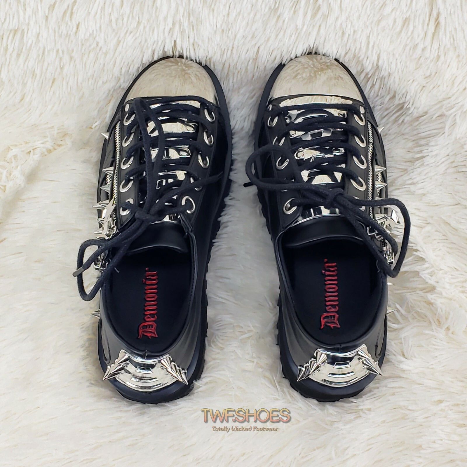 Demonia Cult DEMONIA Grave Digger 04 Black Chrome Toe Plate Spiked Shoe M Size US 7 / EU 40 - 5 Thumbnail