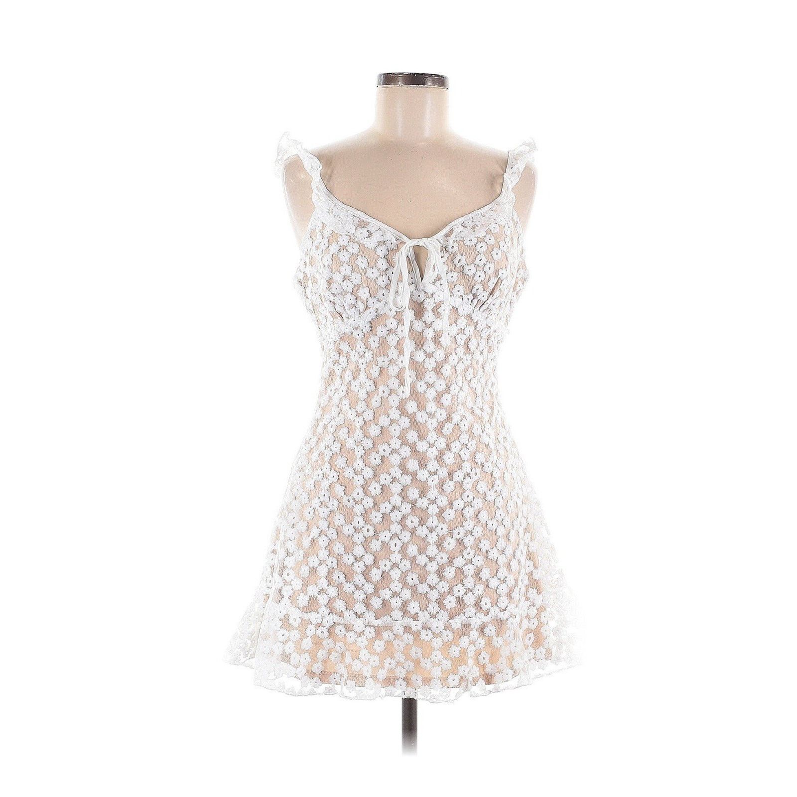 Designer Just Me White Lace Babydoll Dress Mini Bridal M Size M / US 6-8 / IT 42-44 - 3 Thumbnail