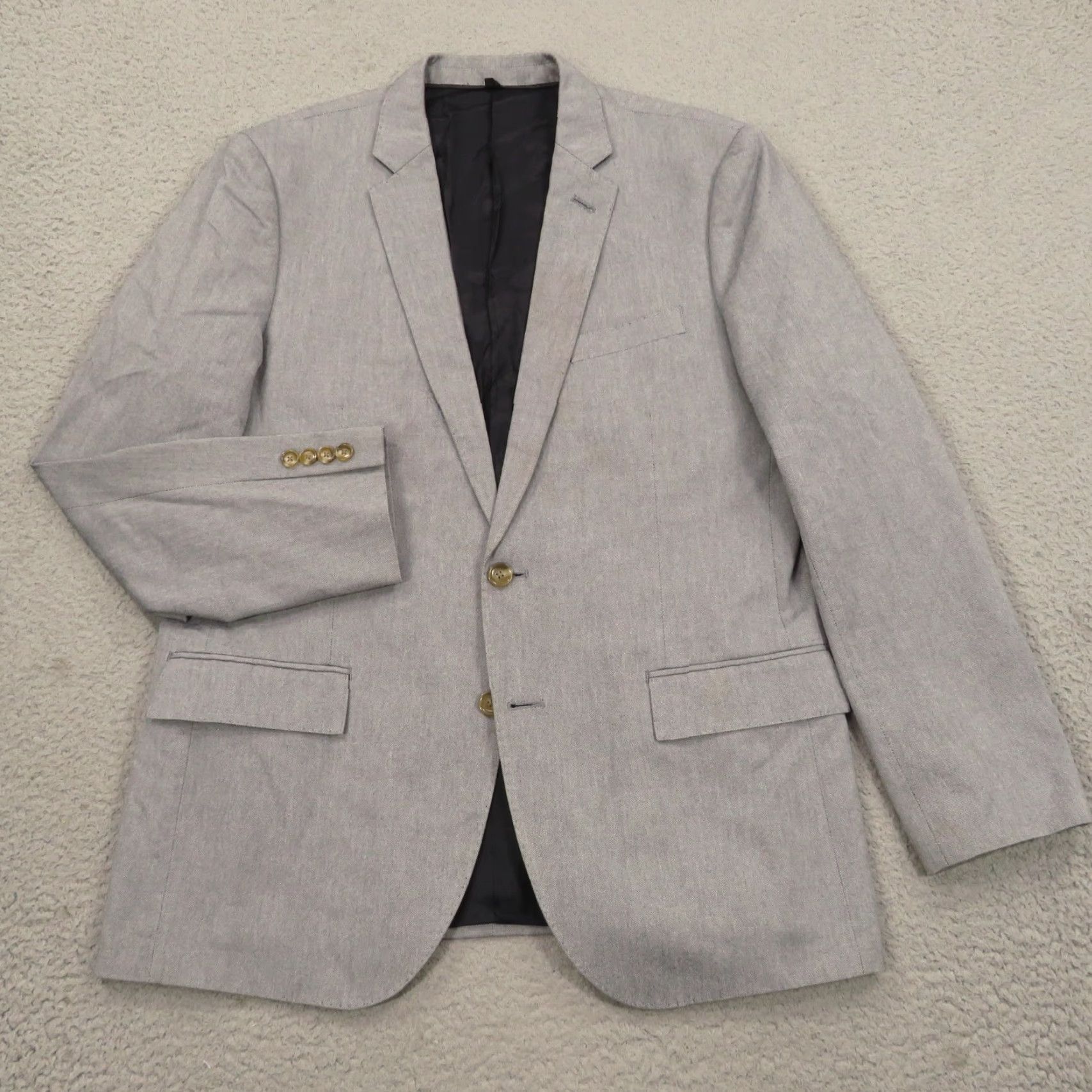 J.Crew J.CREW Blazer 42R Ludlow Carpini Cotton Chambray Grey Blue Sport Coat Jacket Men Size 42R - 5 Thumbnail