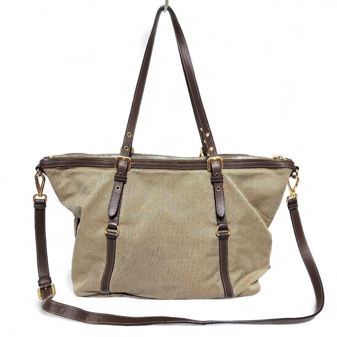 Prada Prada - Jacquard 2way Handbag Beige Brown Leather Size ONE SIZE - 2 Thumbnail