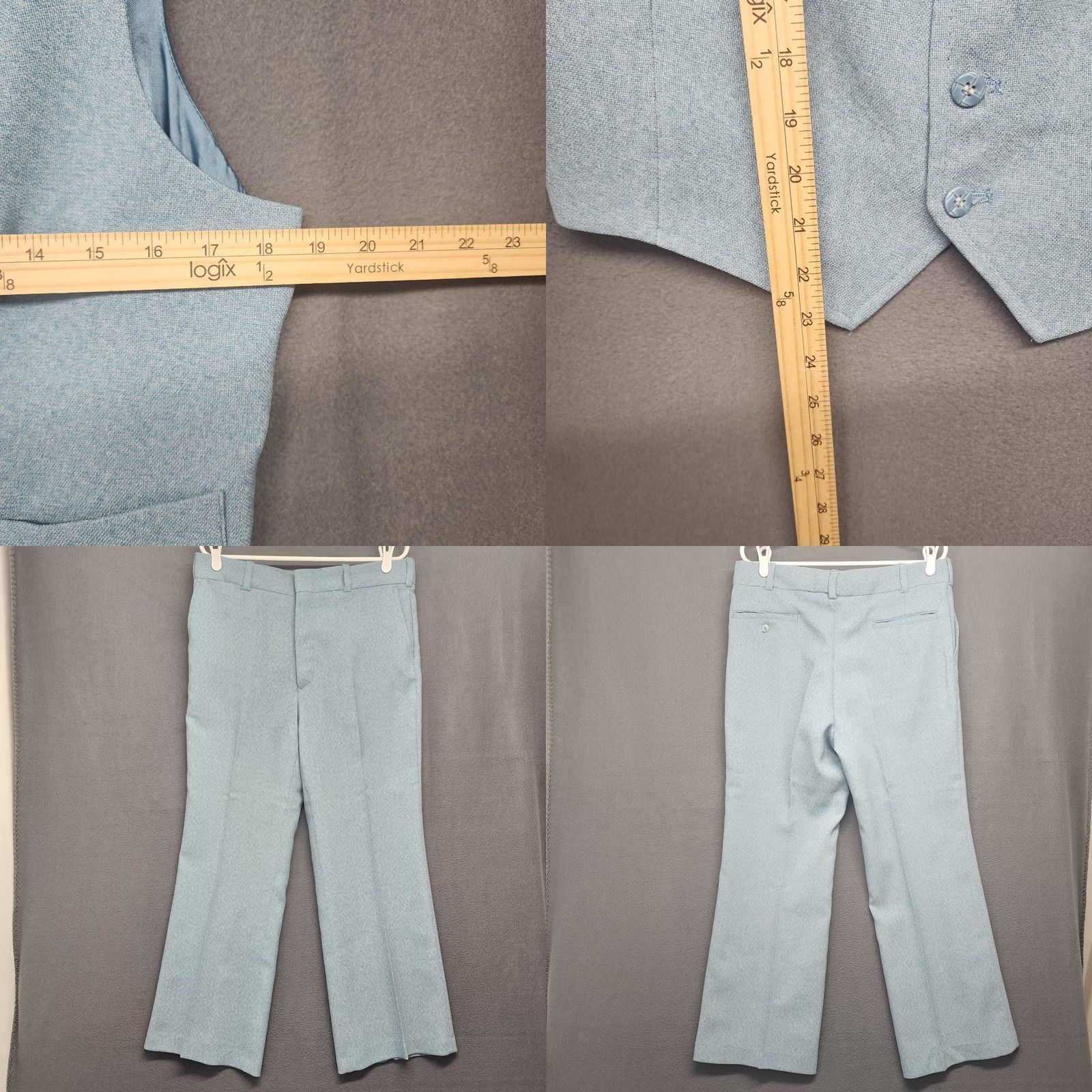 Vintage VINTAGE Swordsman 3 Piece Suit Mens 40R Blue Jacket Vest Pants 34x27 Mens Size 40R - 10 Thumbnail
