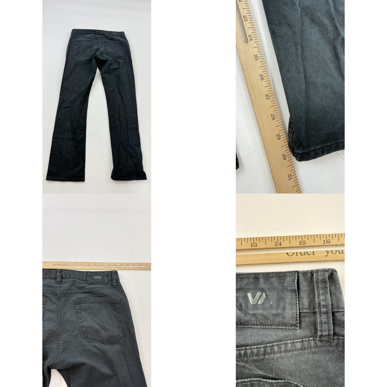RVCA RVCA Pant Jeans Mens 32 Black Stretch Denim Slim Fit Casual Straight Jeans Men 32 Black Stretch Denim Size US 32 / EU 48 - 8 Thumbnail