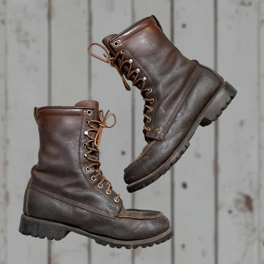 Vintage VINTAGE Red Wing Irish Setter Moc Toe Work Boots Shirt Mens 6.5 Brown USA 70s 80s Workwear Leather Moc Toe Red Wing Shoes Size US 7 / EU 40 - 1 Thumbnail