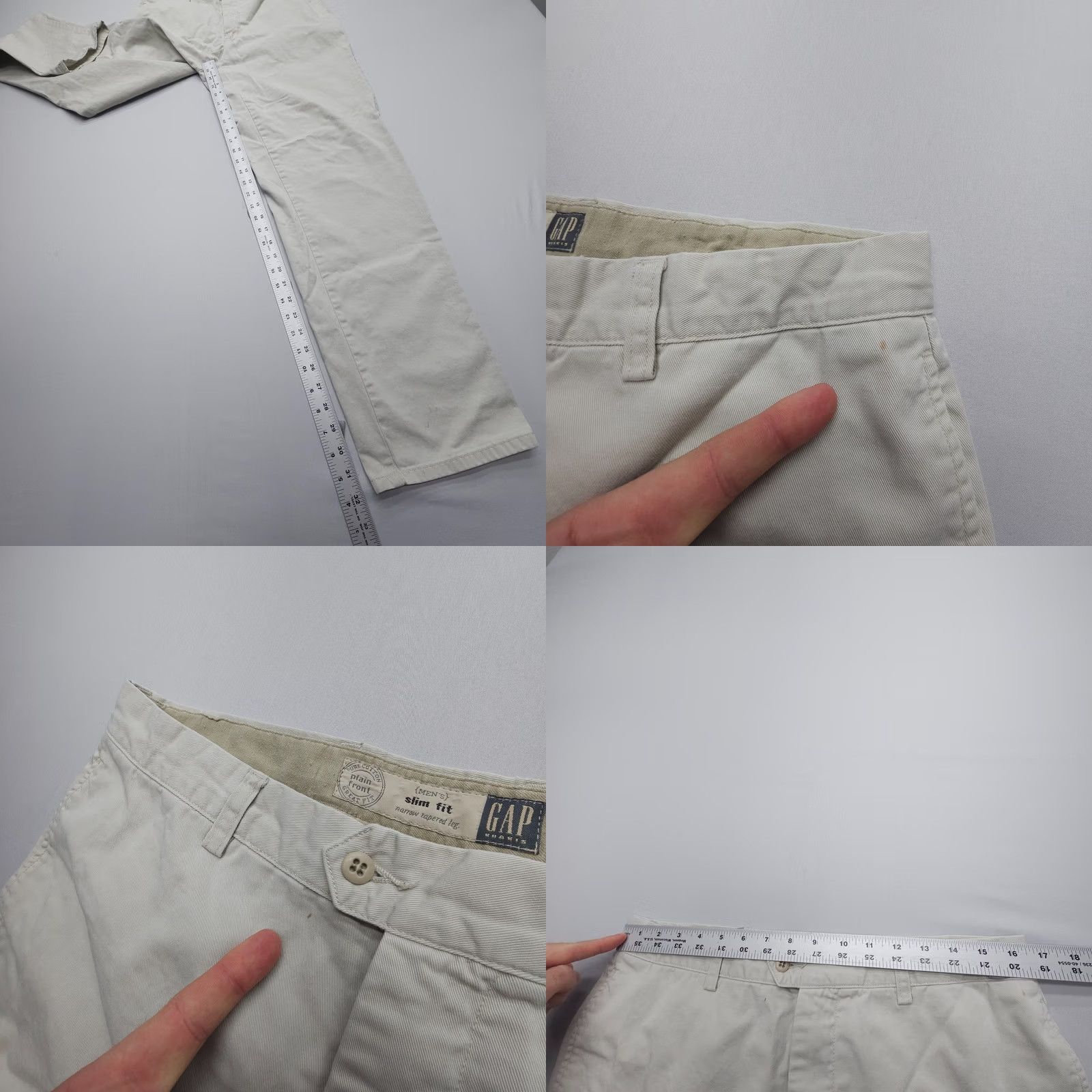 Gap VINTAGE Gap Khakis Pants Mens 35 34 Ivory Cotton Twill Flat Front Straight 90s USA Mens Size US 35 - 9 Thumbnail