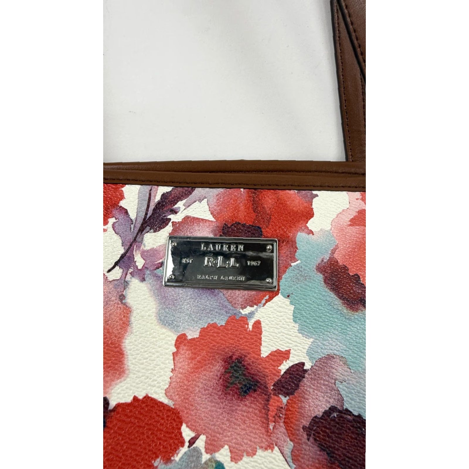 Ralph Lauren Ralph Lauren Tote Bag Womens Floral Watercolor Zip Top Shoulder RLL Logo Size L / US 10 / IT 46 - 2 Thumbnail