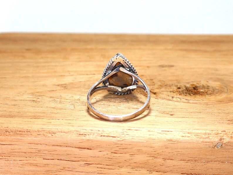 Handmade Sterling Silver Tiger's Eye Ring: Handmade Boho Jewelry Size ONE SIZE - 6 Thumbnail