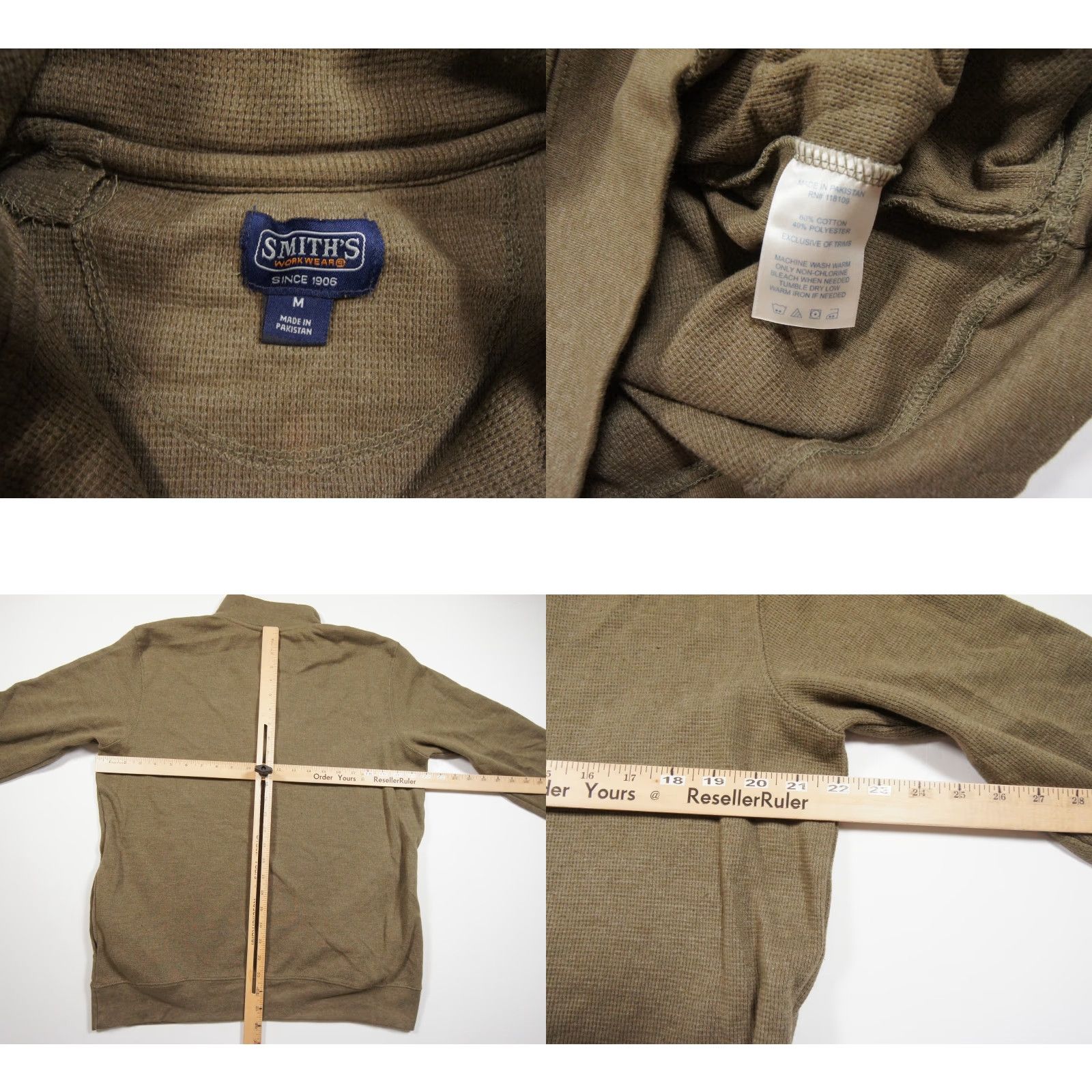 Vintage Smiths Workwear Sweater Mens Medium Green 1/4 Zip Pullover Mock Neck Shirt Size US M / EU 48-50 / 2 - 8 Thumbnail