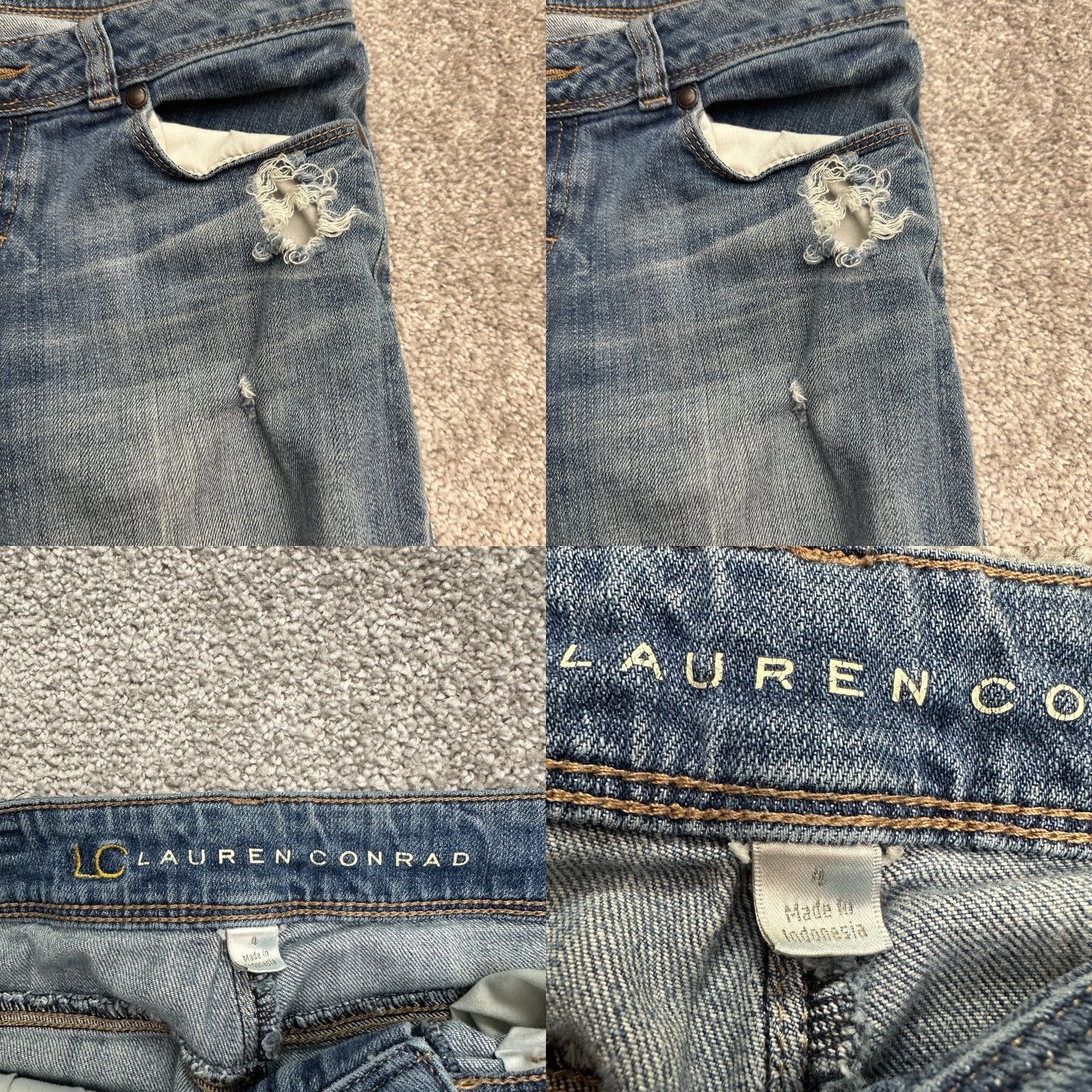 Vintage LC Lauren Conrad Jeans Women 4 Blue Medium Mid Rise Distressed Ankle 30x25 Modern, Going Out Size 27" / US 4 / IT 40 - 8 Thumbnail