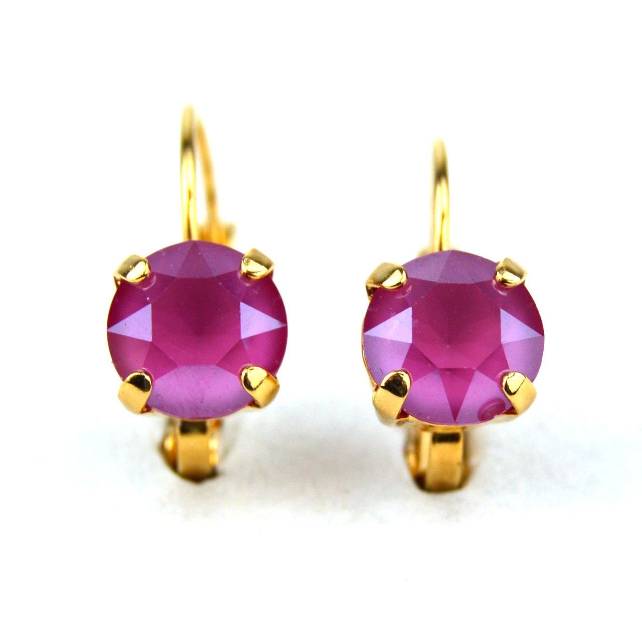 Other Cushion Cut Peony Pink Jewel Gold Plated Drop Earrings Size ONE SIZE - 1 Thumbnail