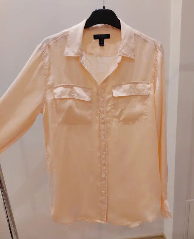 J.Crew 100% silk shirt J.Crew apricot luxury soft unique 80s 90s Size S / US 4 / IT 40 - 3 Thumbnail