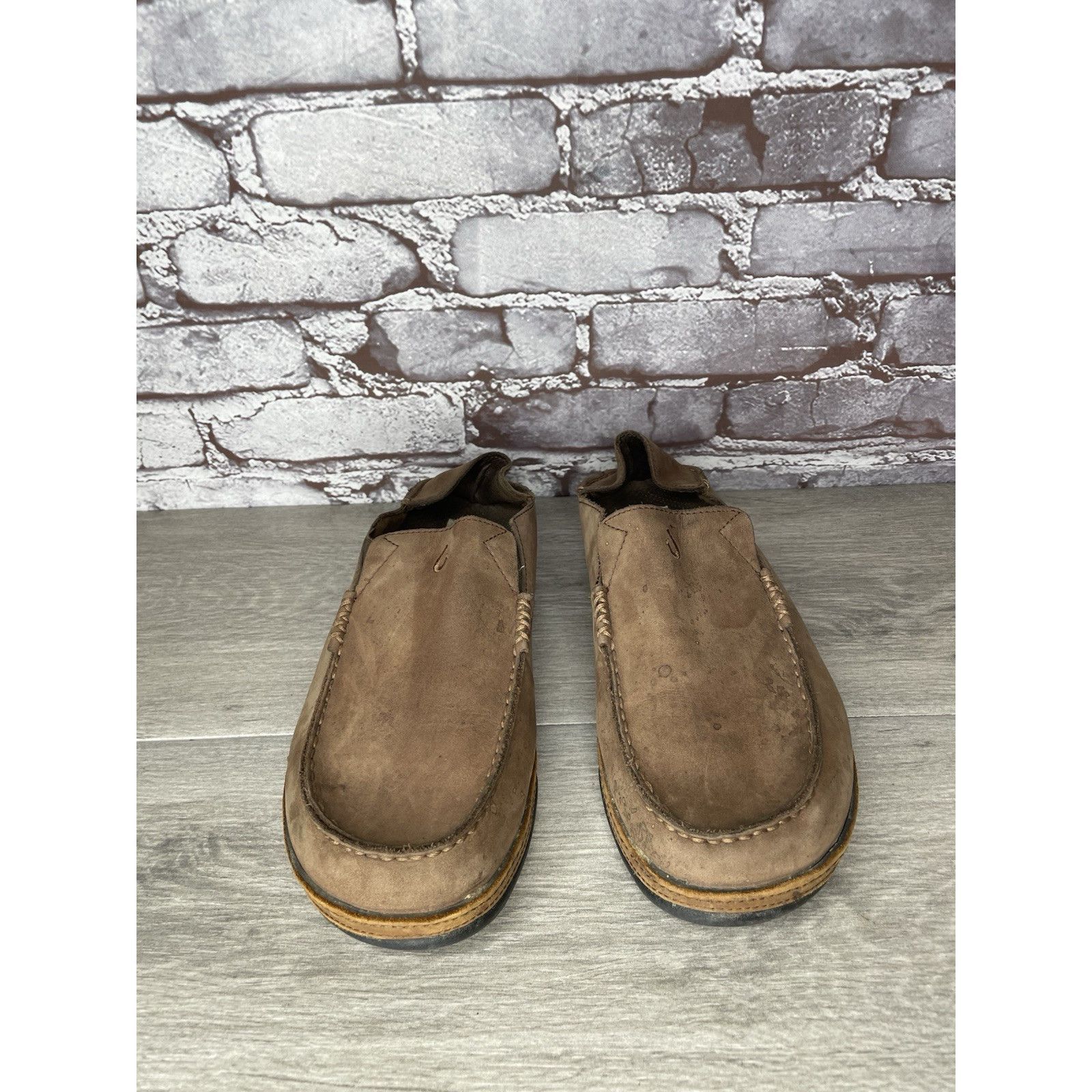 Olukai OluKai Moloa Brown Toffee Leather Slip On Loafers Casual Sho Size US 9 / EU 42 - 15 Thumbnail