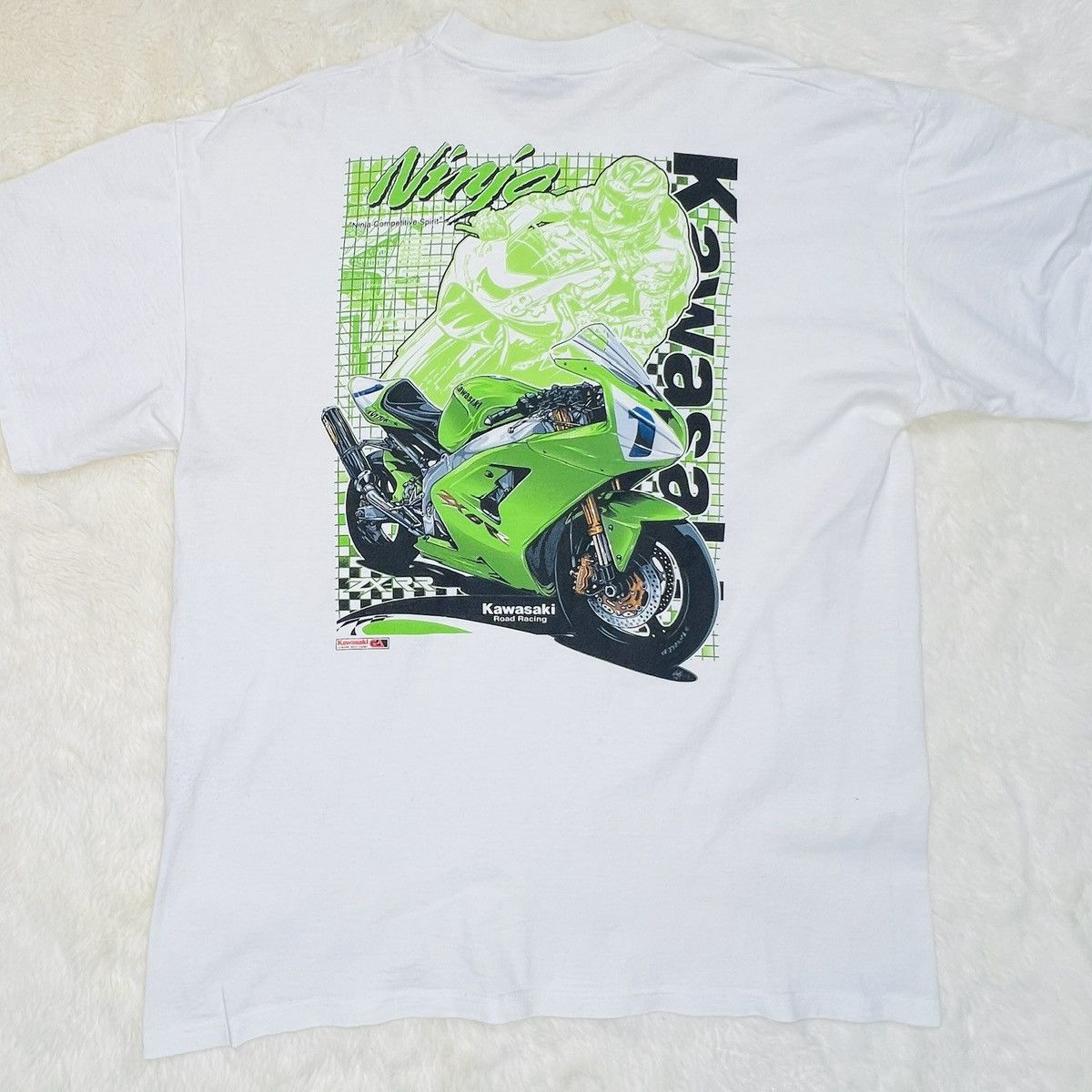 Japanese Brand × Vintage Vintage 90s NINJA Motorcycle T-Shirt - KAWASAKI Racing Size US XL / EU 56 / 4 - 2 Thumbnail