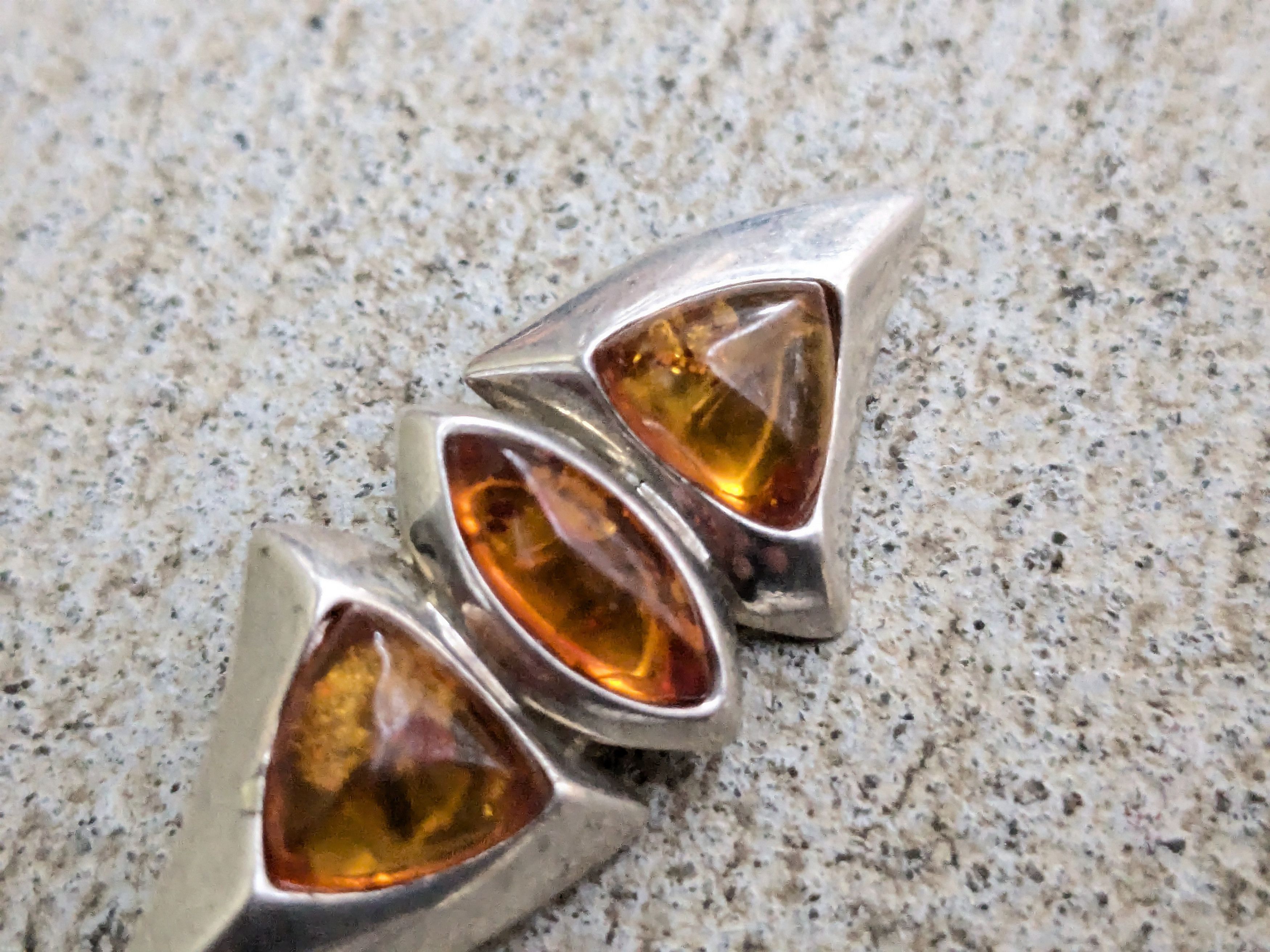 Jewelry Vintage Sterling Silver Amber Pin Brooch Abstract Modern Size ONE SIZE - 5 Thumbnail