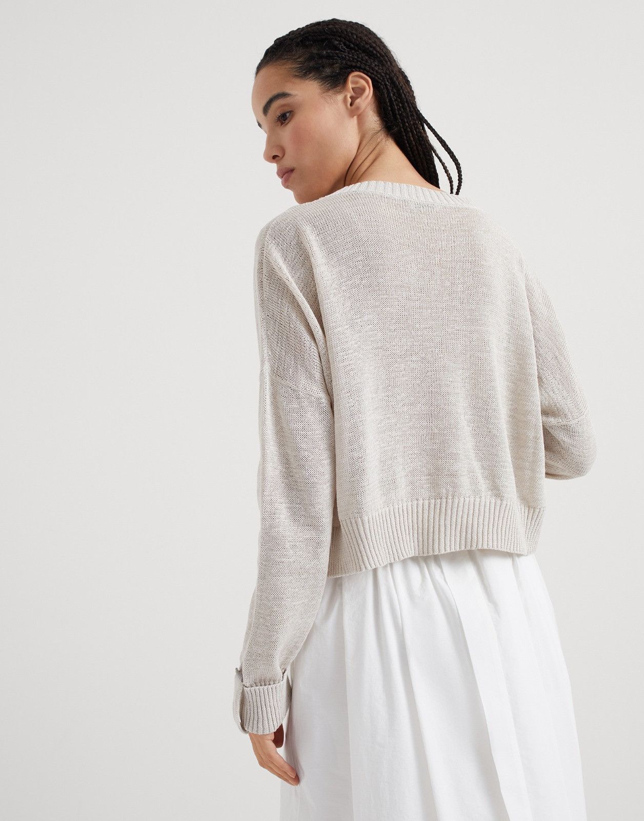 Brunello Cucinelli o1la1rc1a0525 Sweater in White Size XL / US 12-14 / IT 48-50 - 2 Thumbnail