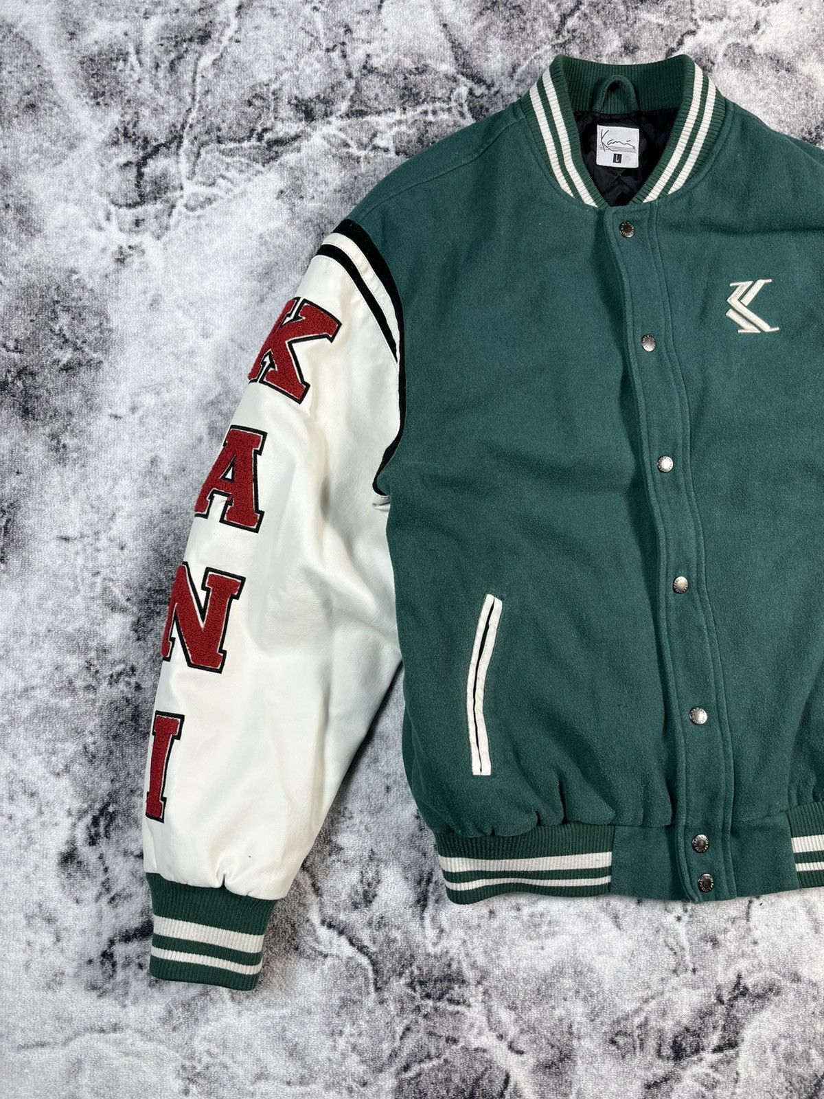 Karl Kani Karl Kani Varsity Jacket Green White Spell Out L Size US L / EU 52-54 / 3 - 3 Thumbnail