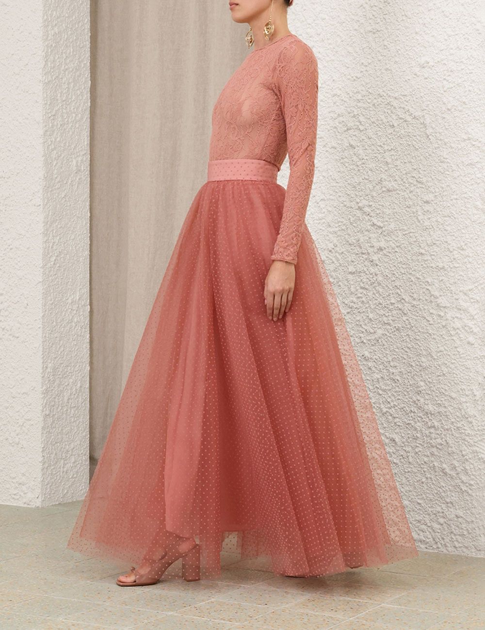 Zimmermann oc11z0825 Tulle Skirt in Blush Pink Size 34" / US 12 / IT 48 - 3 Thumbnail