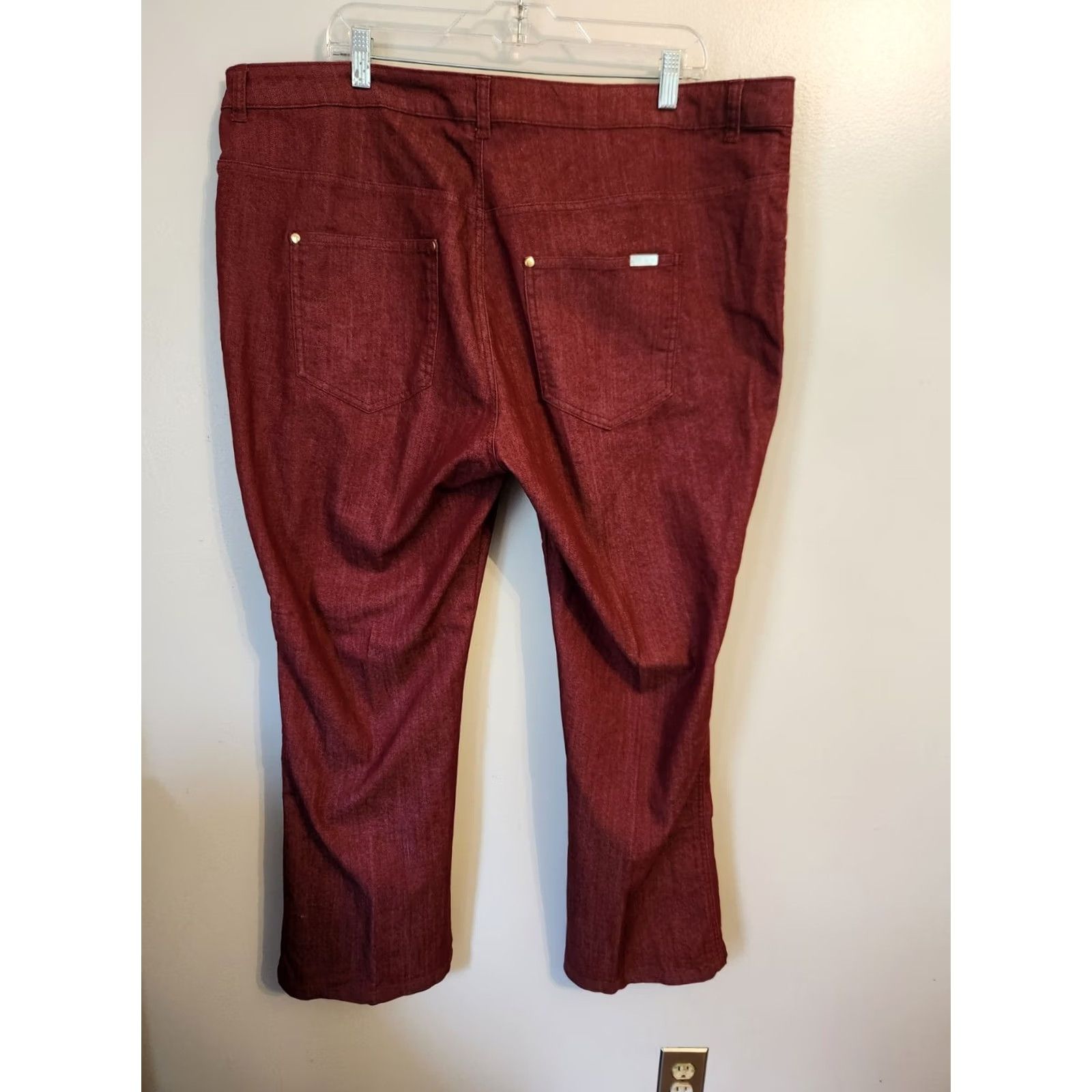Denime IMAN Wine Women's Jeans 2X Short Straight Leg Stretch Denim Pull-on Mid-Rise Size 40" / US 18 - 5 Thumbnail