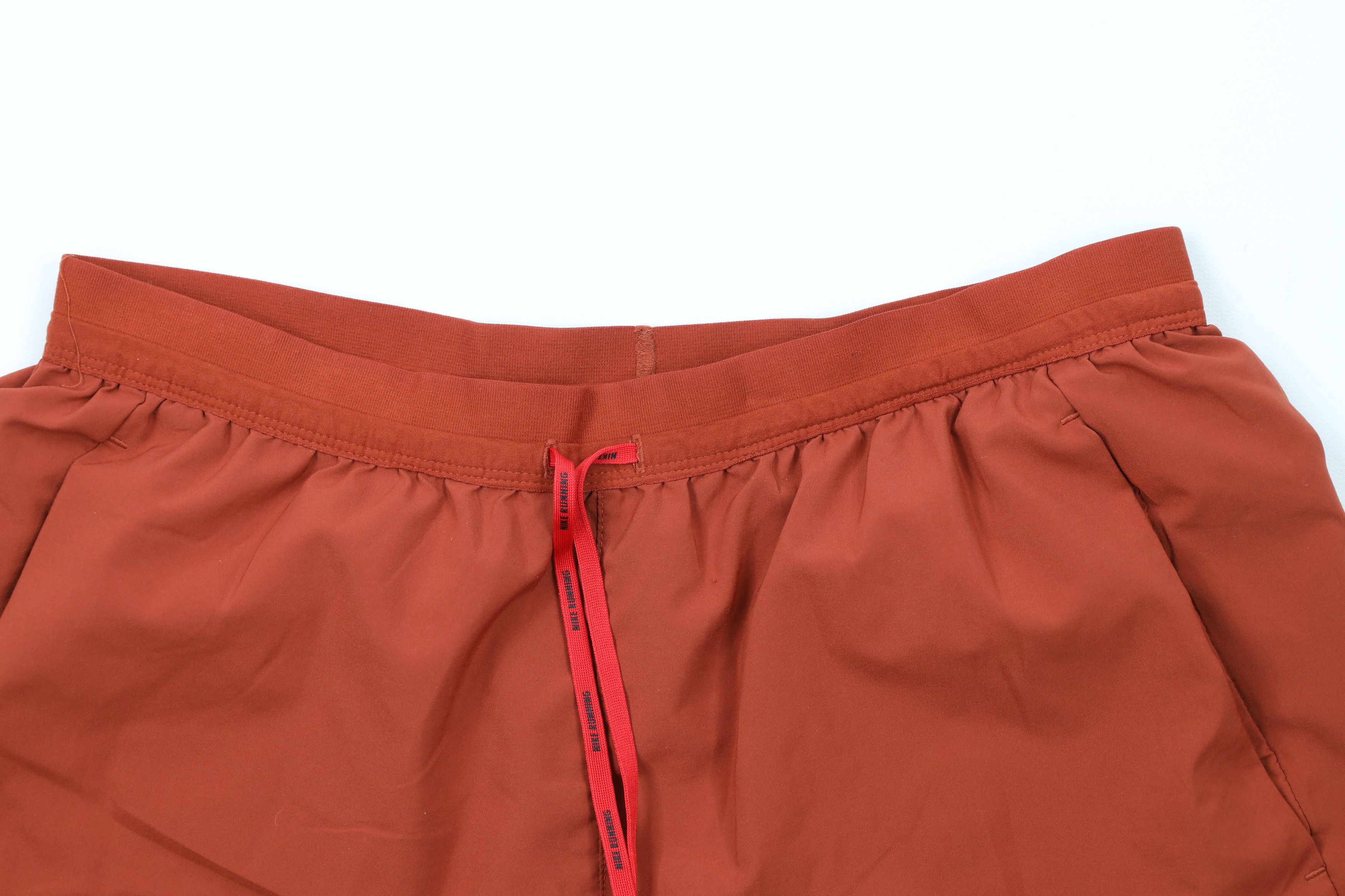 Nike × Vintage Nike Running Swoosh 5" Lined Stride Running Shorts Orange Size US 32 / EU 48 - 2 Thumbnail