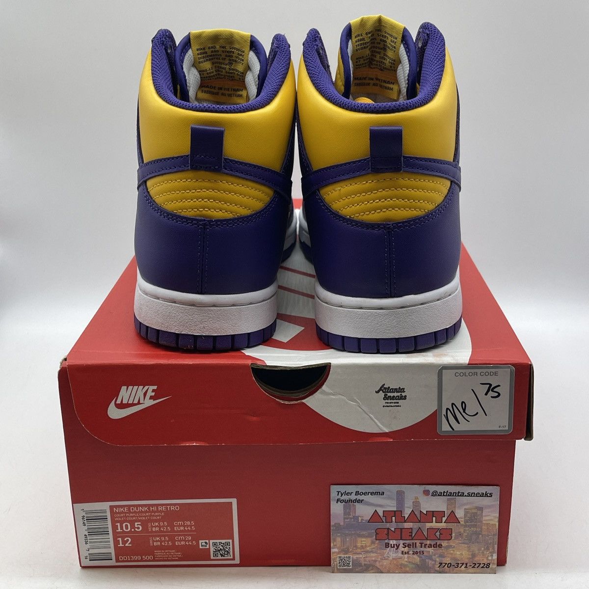 Nike Dunk high lakers Size US 10.5 / EU 43-44 - 3 Thumbnail