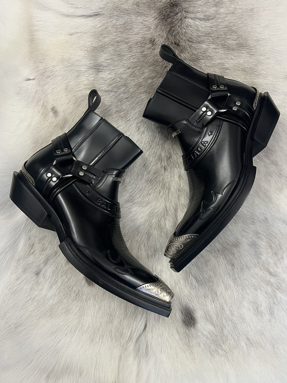 Balenciaga 🚨 Cowboy Balenciaga Santiag Boots - Black Leather Size US 8 / EU 41 - 5 Thumbnail
