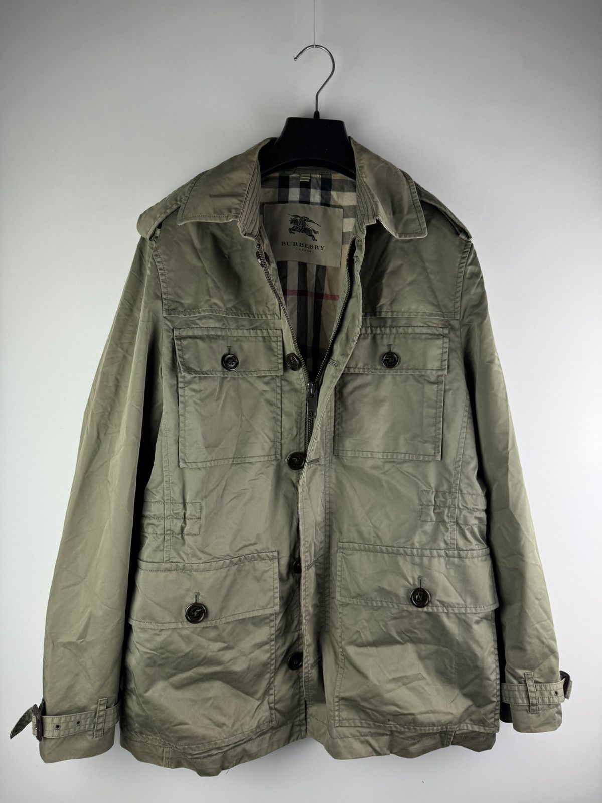 Burberry Vintage 00s Burberry Nova Check Zipper Military Jacket Size US M / EU 48-50 / 2 - 2 Thumbnail