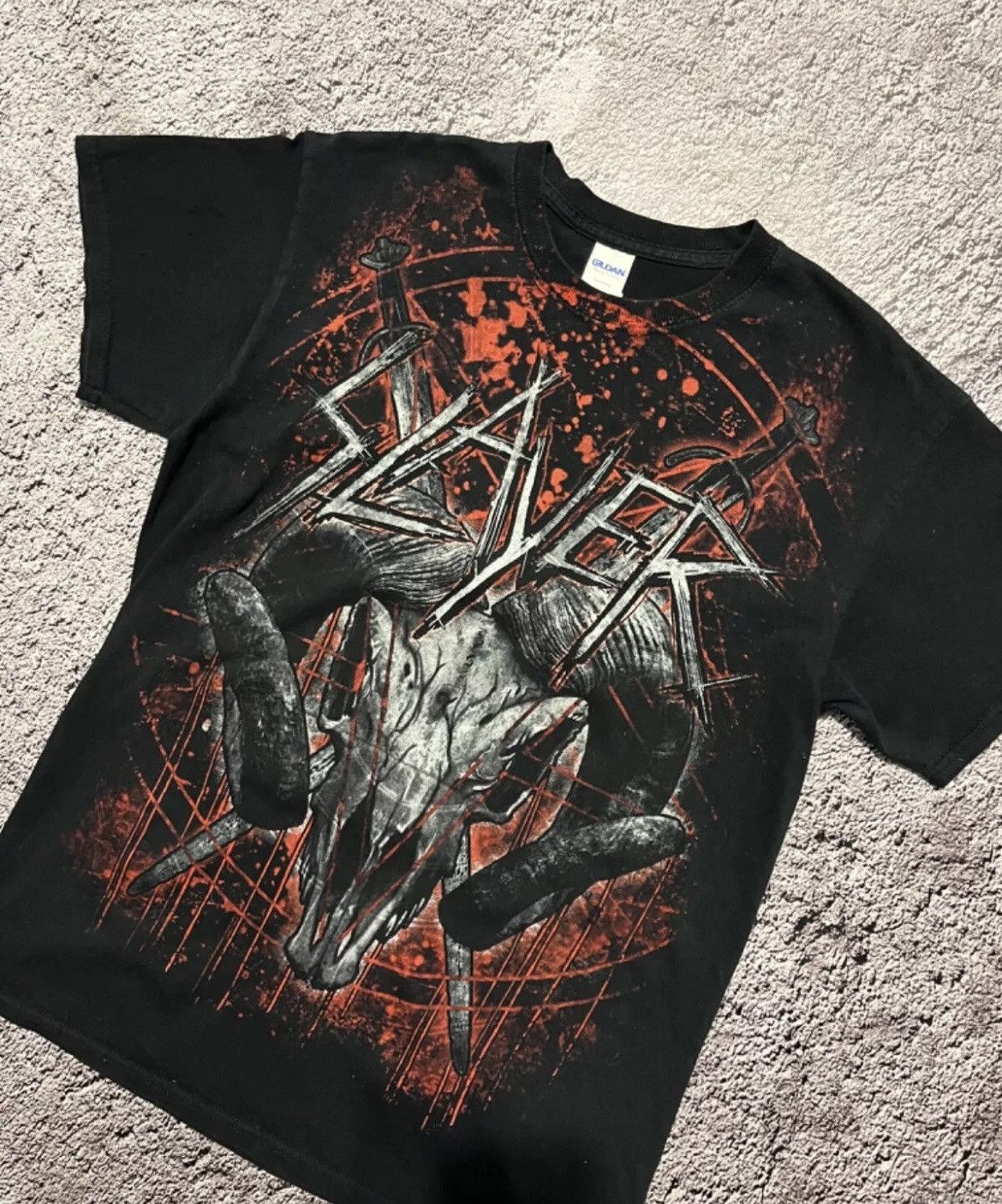 Gildan × Vintage Vtg Slayer All Over Print Metal T-shirt Size US M / EU 48-50 / 2 - 4 Thumbnail