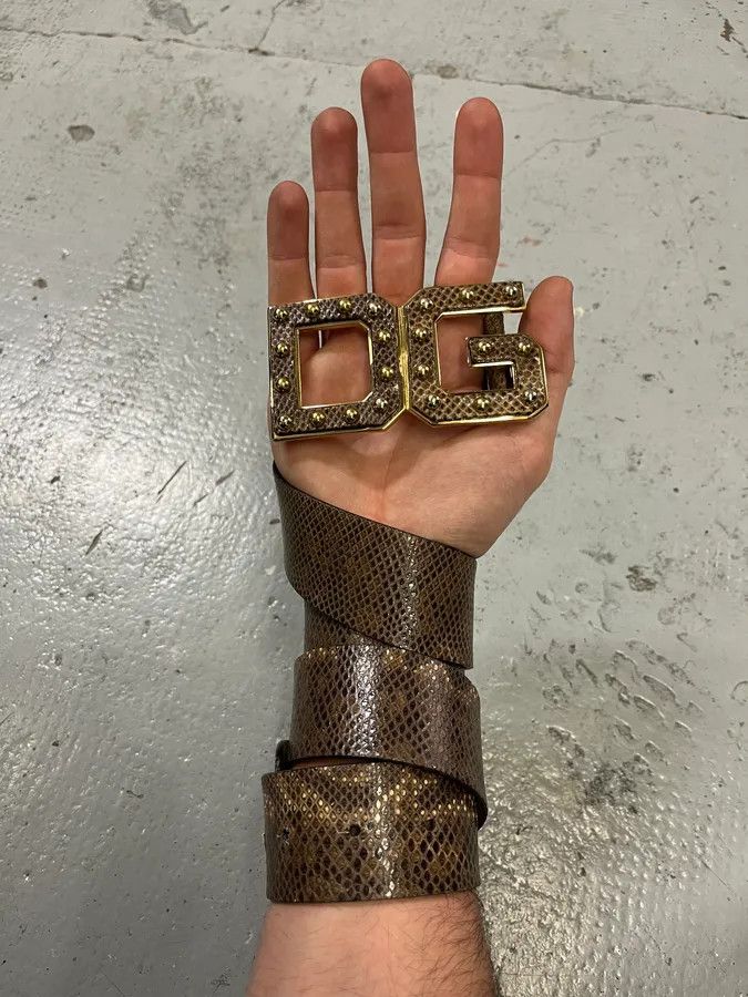 Dolce & Gabbana 2000s Dolce & Gabbana Snake Effect Brown Leather Belt Size ONE SIZE - 2 Thumbnail