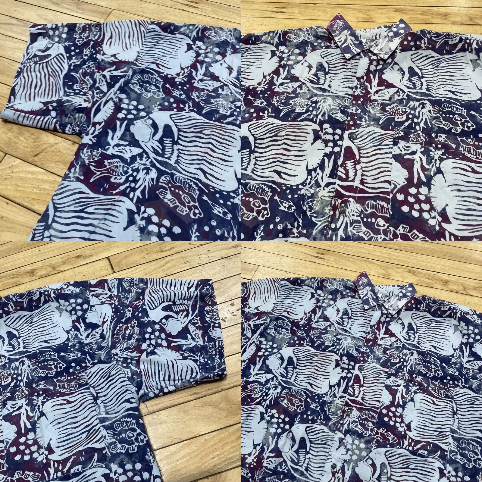 Vintage Java Lava Go With Flow Vintage 90s Fish Print Shirt Men L Blue Oversized Button-Up Casual Shirts Size US L / EU 52-54 / 3 - 9 Thumbnail