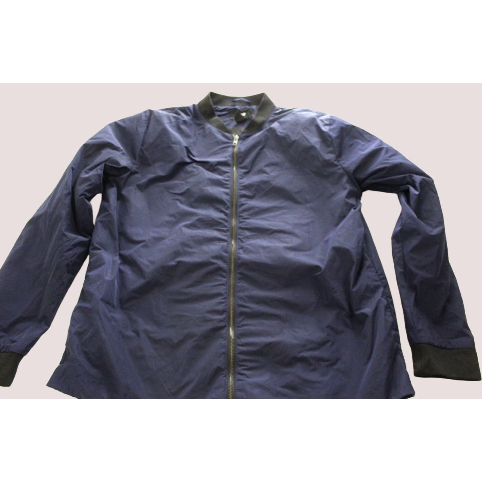 H&M VINTAGE H&M Blue Black Collarless Zippered Jacket Large L Size US L / EU 52-54 / 3 - 1 Thumbnail