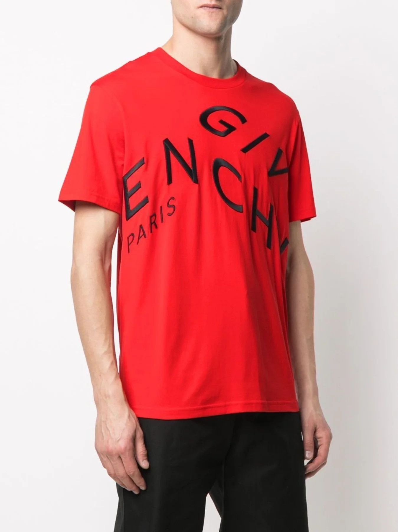 Givenchy o1mle0226 Oversized T-Shirt Refracted Embroidery Red/Black Size US M / EU 48-50 / 2 - 2 Thumbnail