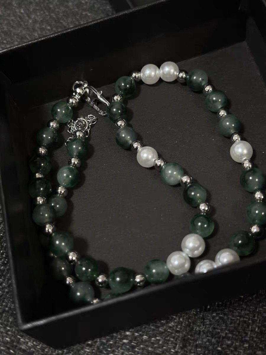 Other Elegant Green Stone & Pearl Beaded Necklace Size ONE SIZE - 2 Thumbnail