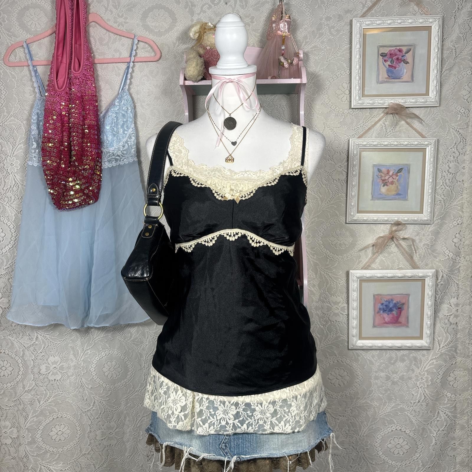 Other vintage lace silky cami blouse top Size M / US 6-8 / IT 42-44 - 1 Thumbnail
