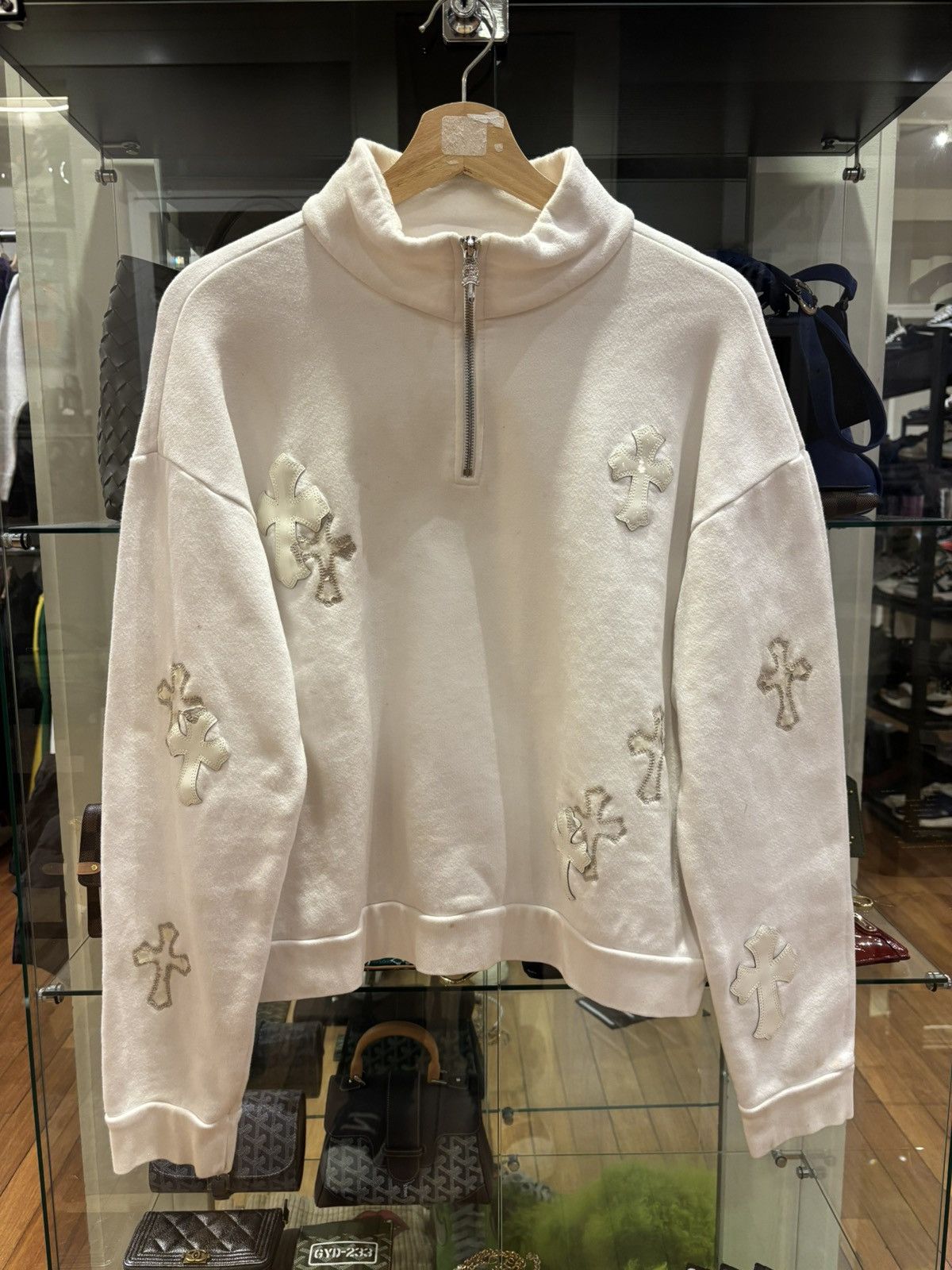 Chrome Hearts Chrome Hearts Cross Patch Quarter Zip - White Size US S / EU 44-46 / 1 - 1 Thumbnail